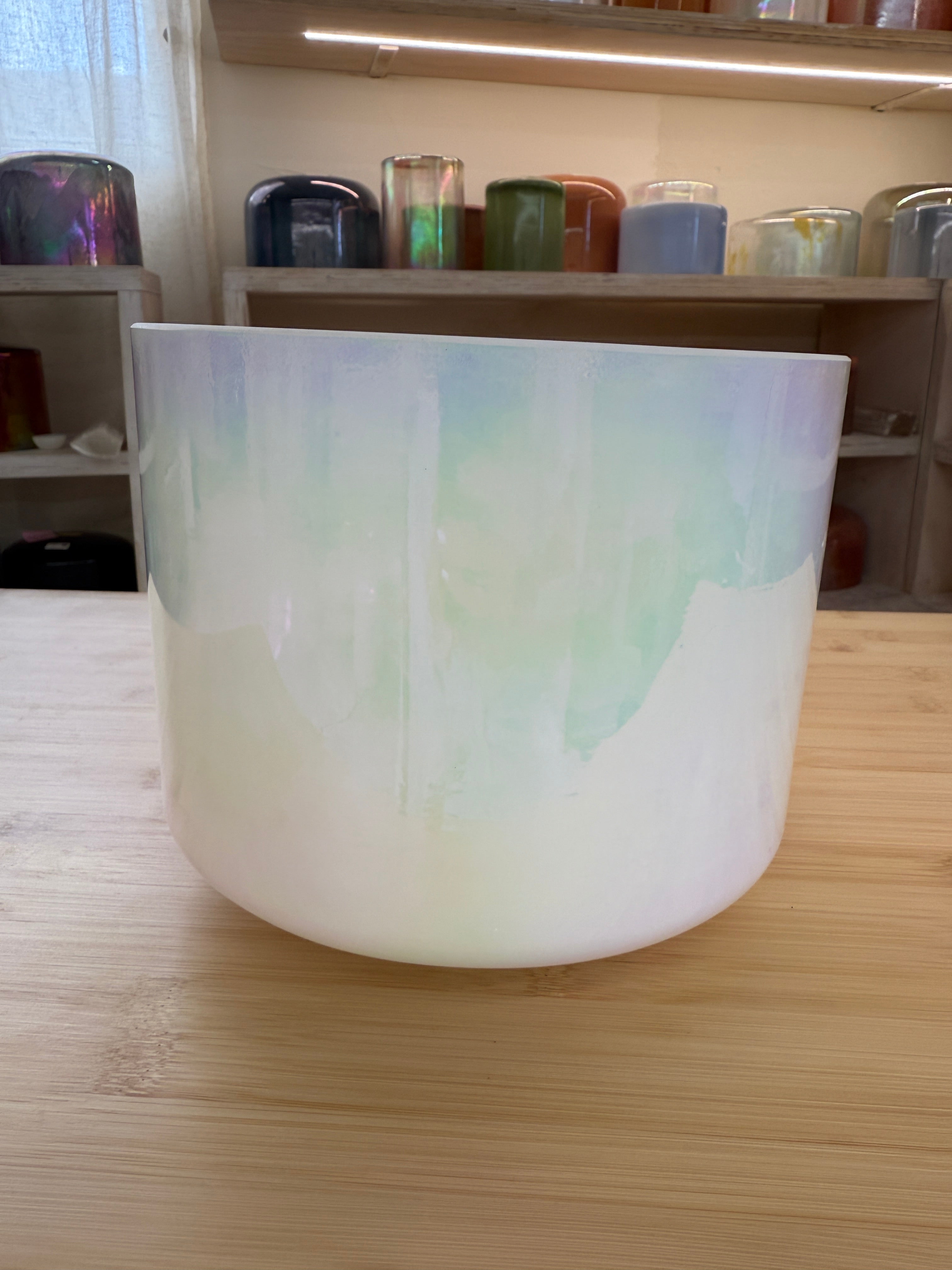 8" F#-25 Mother of Platinum, Frosted Rim Inside 148804 Crystal Tones® Alchemy Singing Bowl