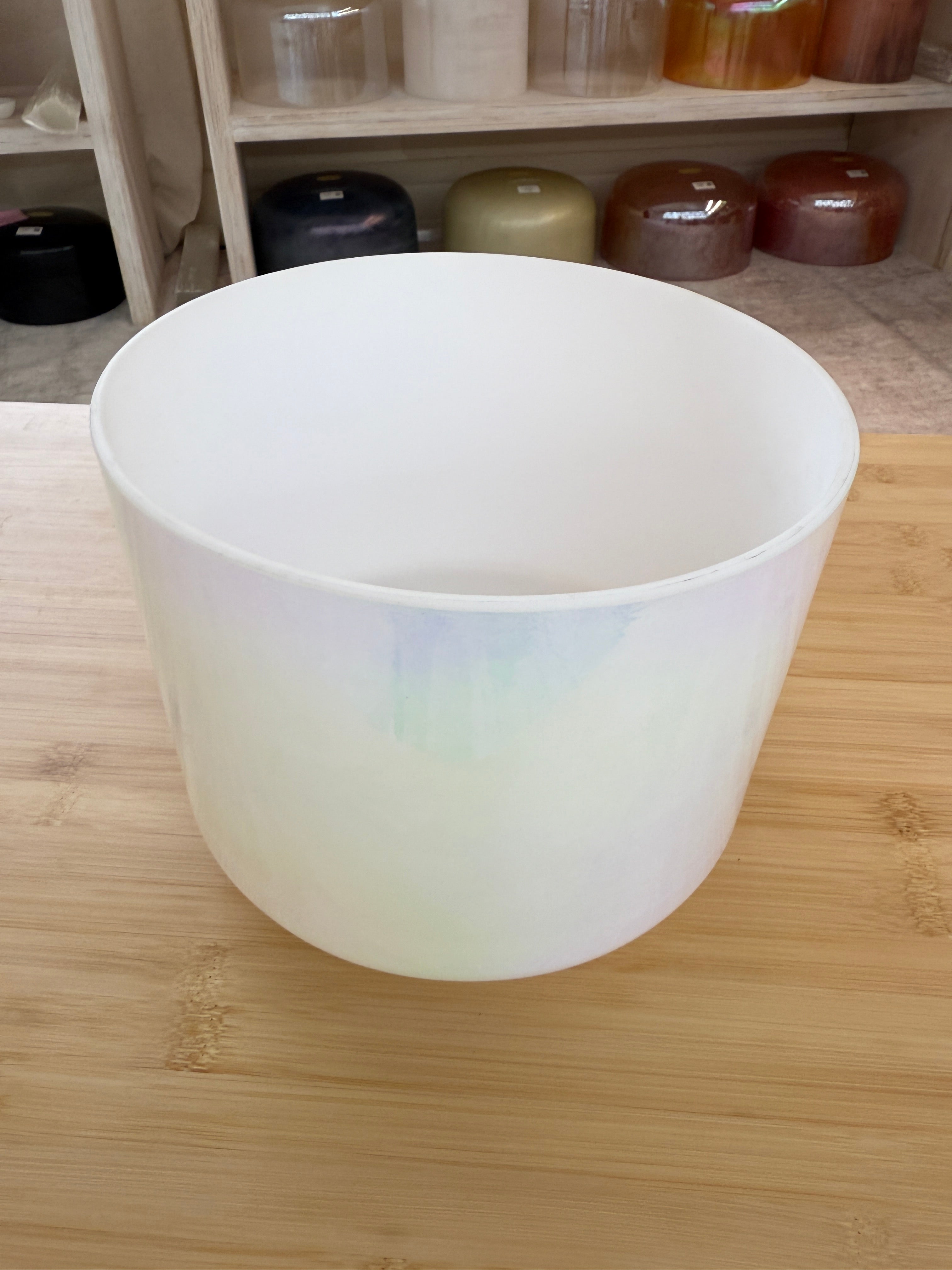 8" F#-25 Mother of Platinum, Frosted Rim Inside 148804 Crystal Tones® Alchemy Singing Bowl