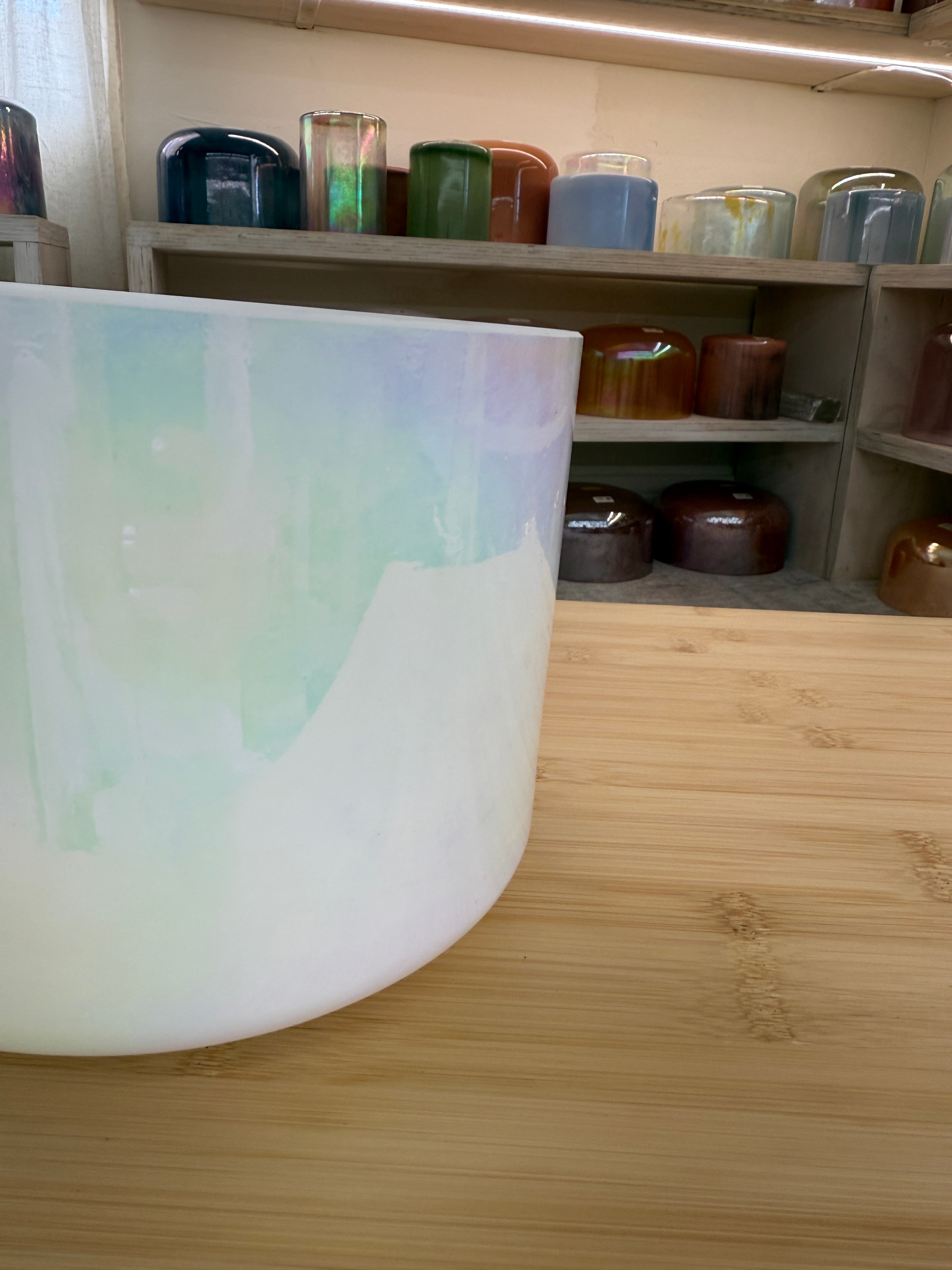 8" F#-25 Mother of Platinum, Frosted Rim Inside 148804 Crystal Tones® Alchemy Singing Bowl