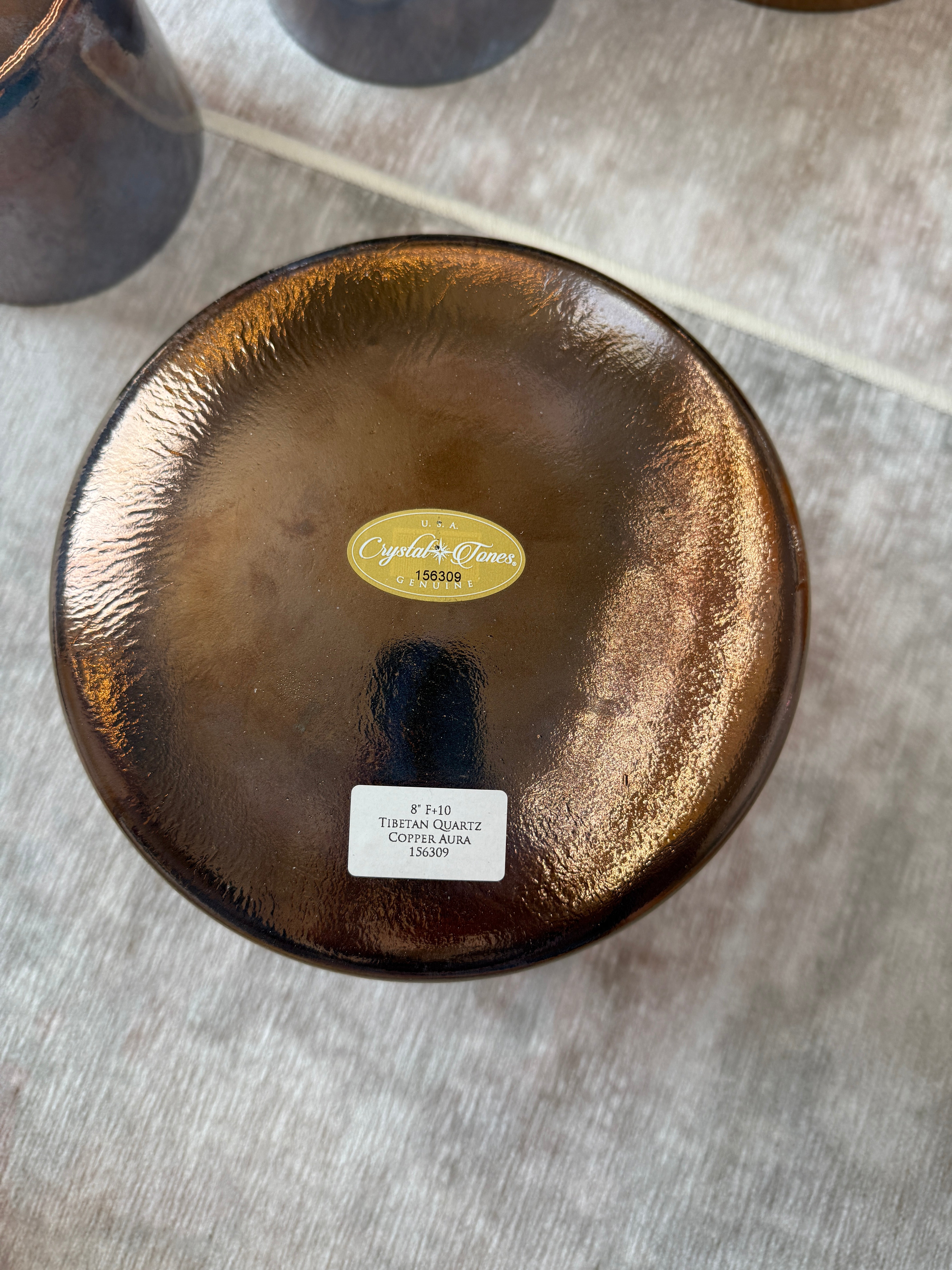 8" F+10 Tibetan Quartz Copper Aura 156309 Crystal Tones® Alchemy Singing Bowl