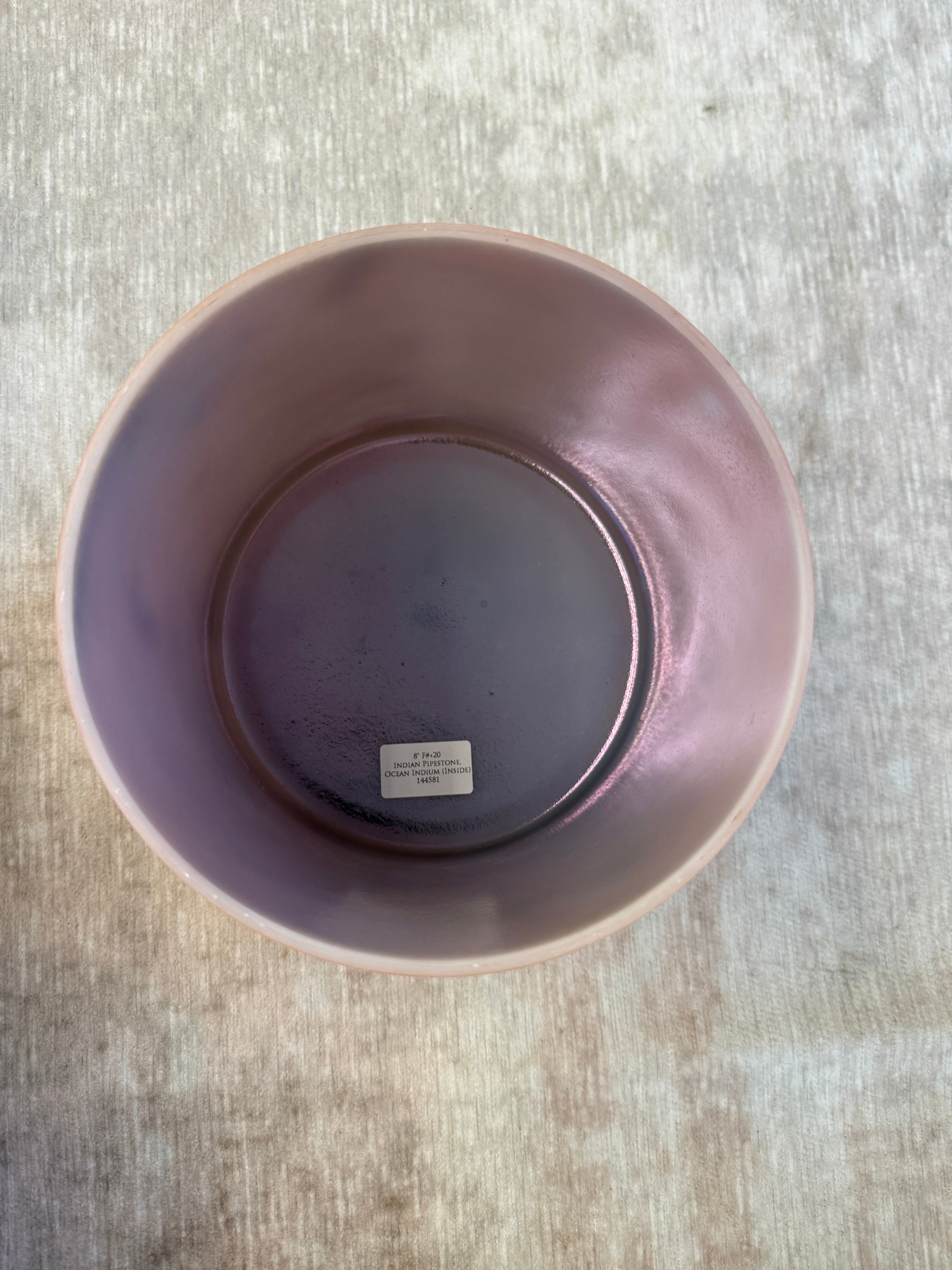 8" F#+20 Indian Pipestone, Ocean Indium (Inside) 144581 Crystal Tones® Alchemy Singing Bowl