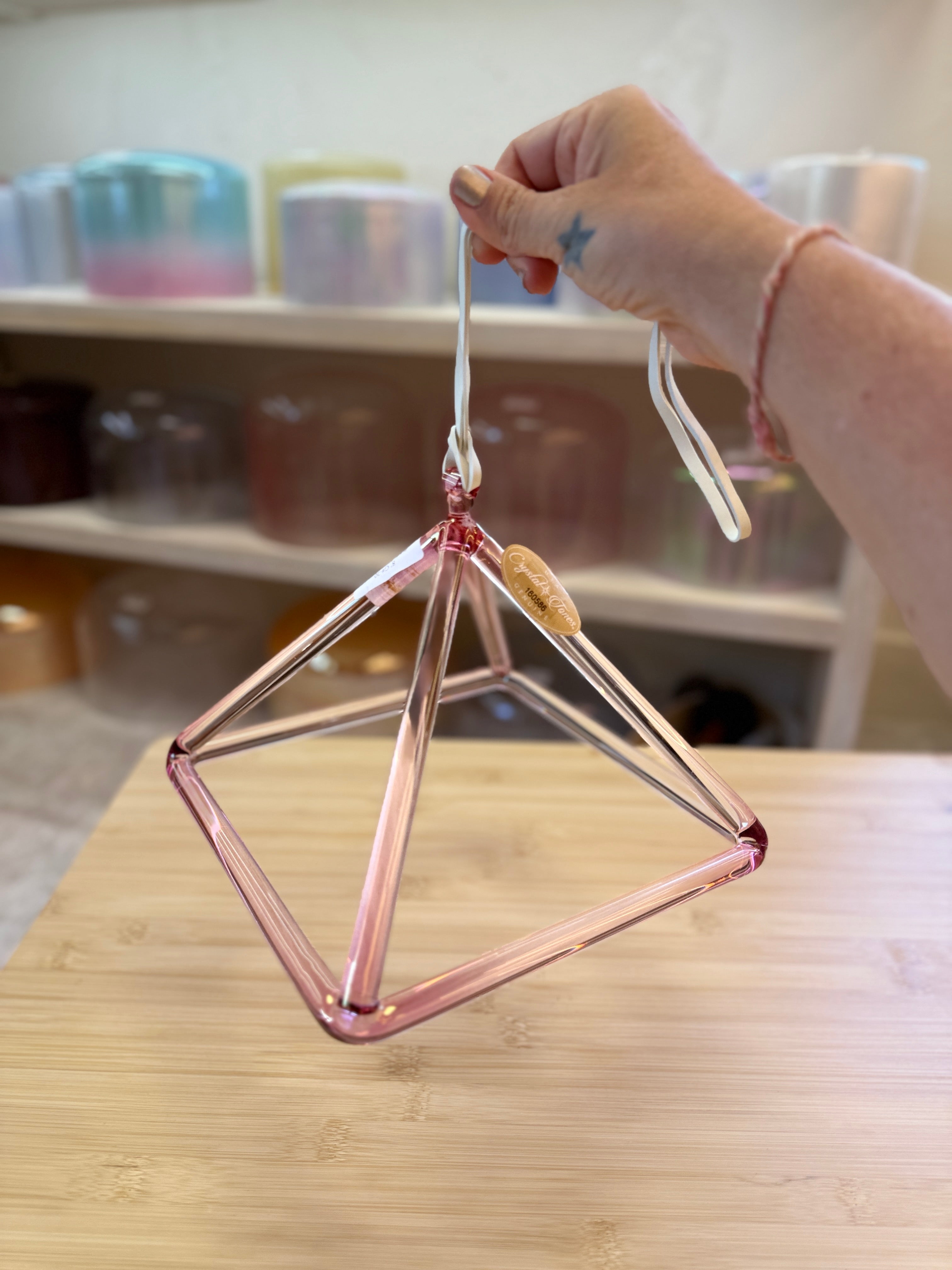 8" G#-20 Pink Aura Gold Pyramid 160586 Crystal Tones® Alchemy