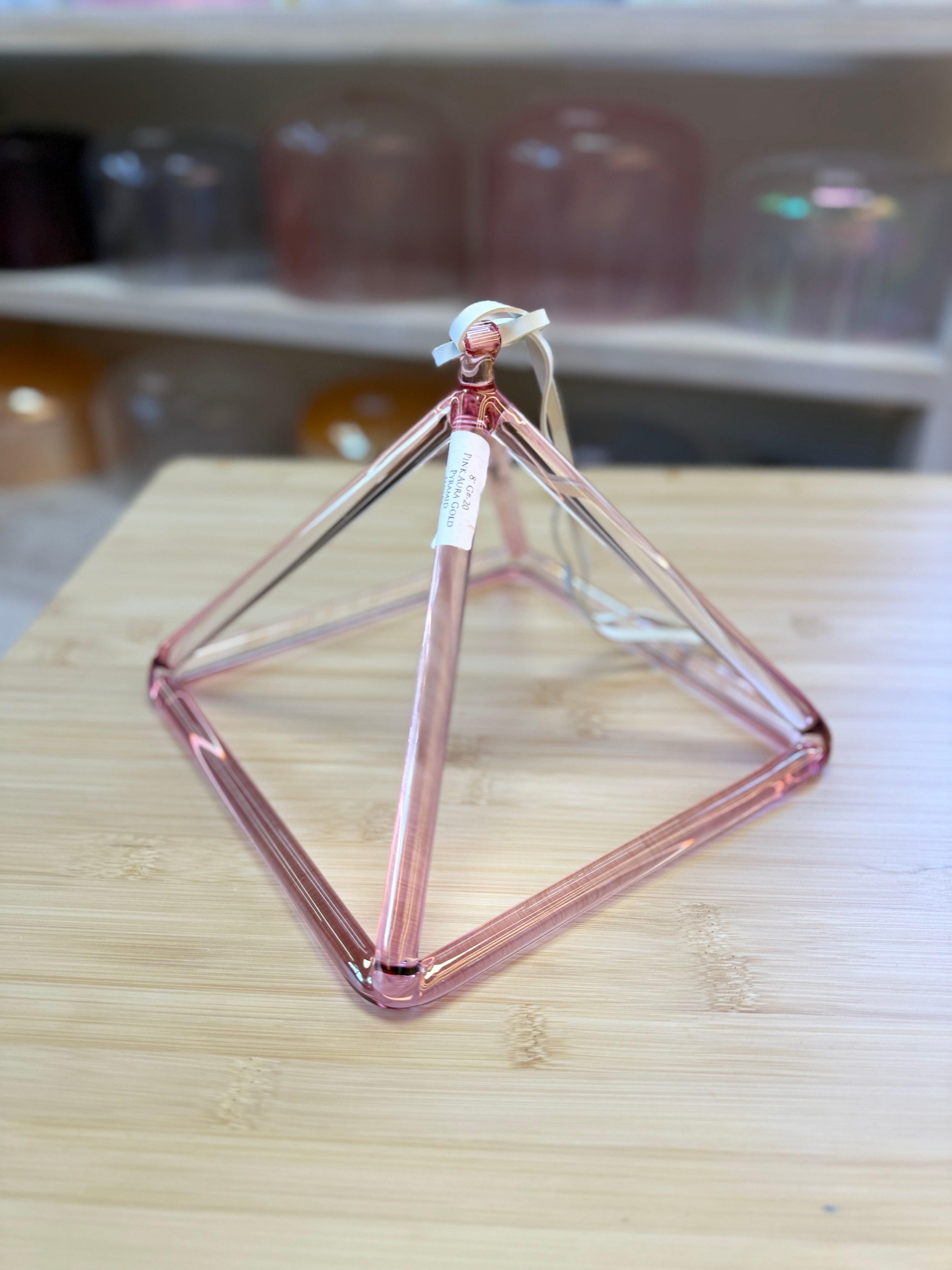 8" G#-20 Pink Aura Gold Pyramid 160586 Crystal Tones® Alchemy