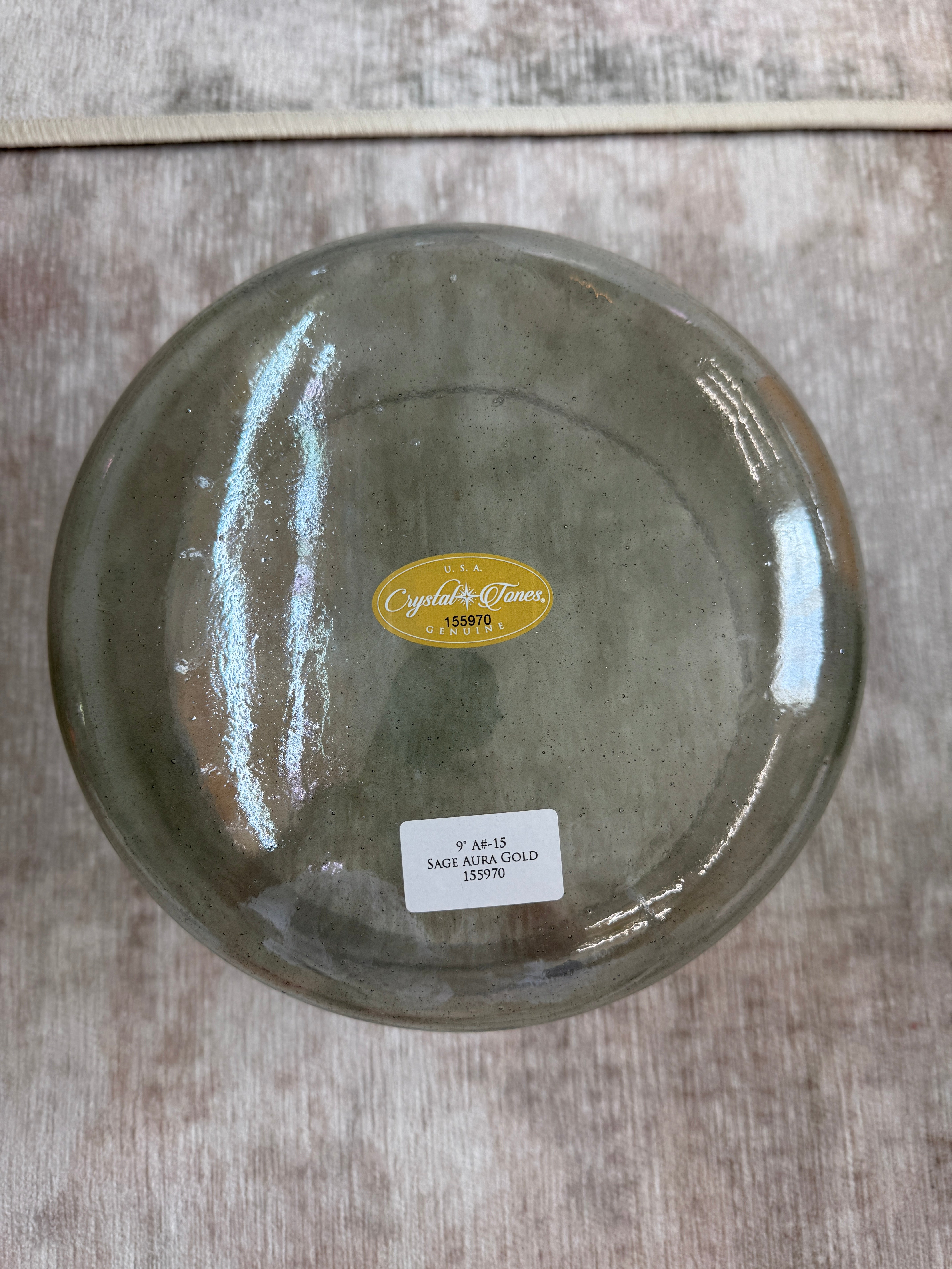 9" A#-15 Sage Aura Gold 155970 Crystal Tones® Alchemy Crystal Bowl