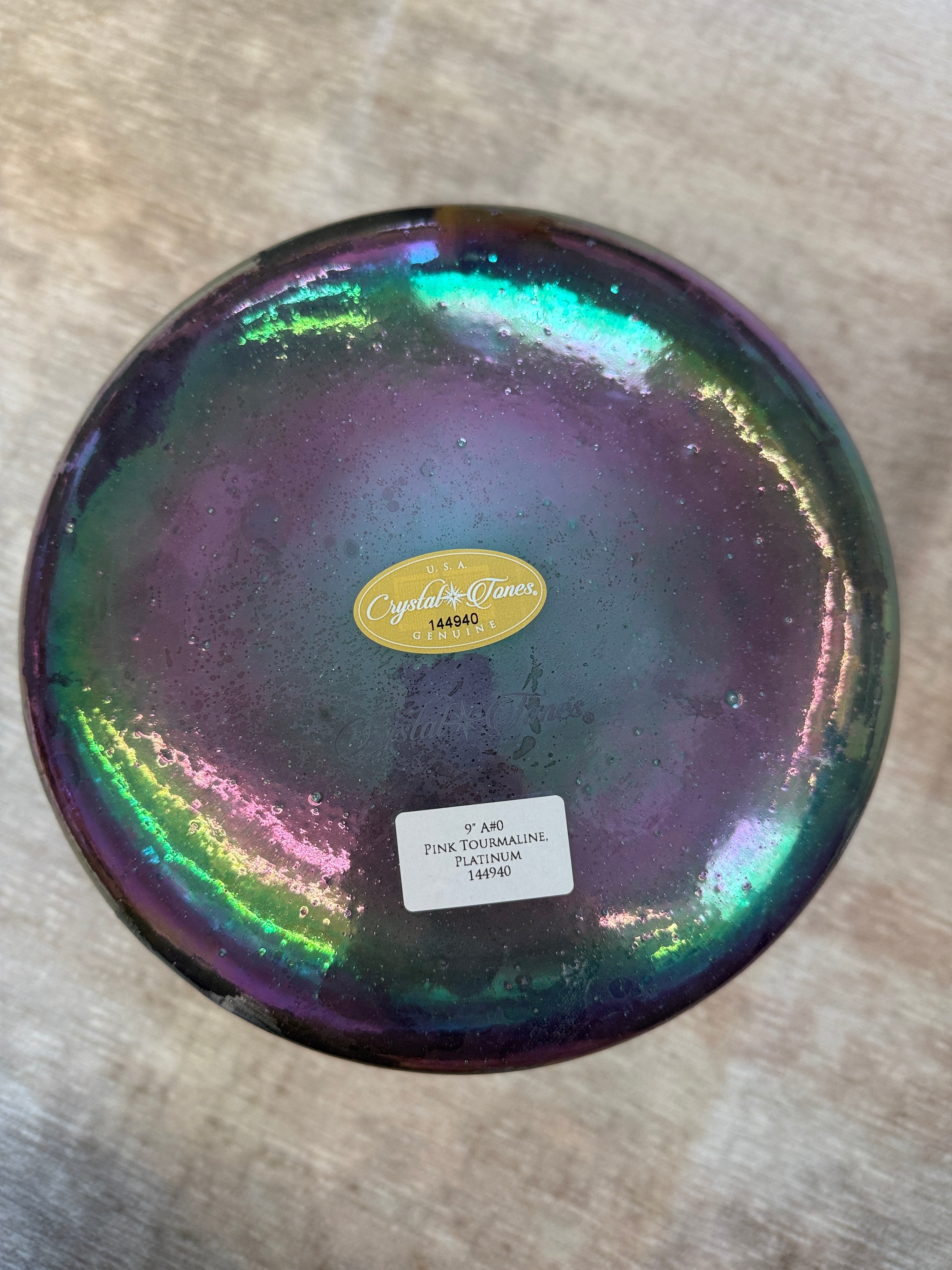 9" A#0 Pink Tourmaline, Platinum 144940 Crystal Tones® Alchemy Crystal Bowl