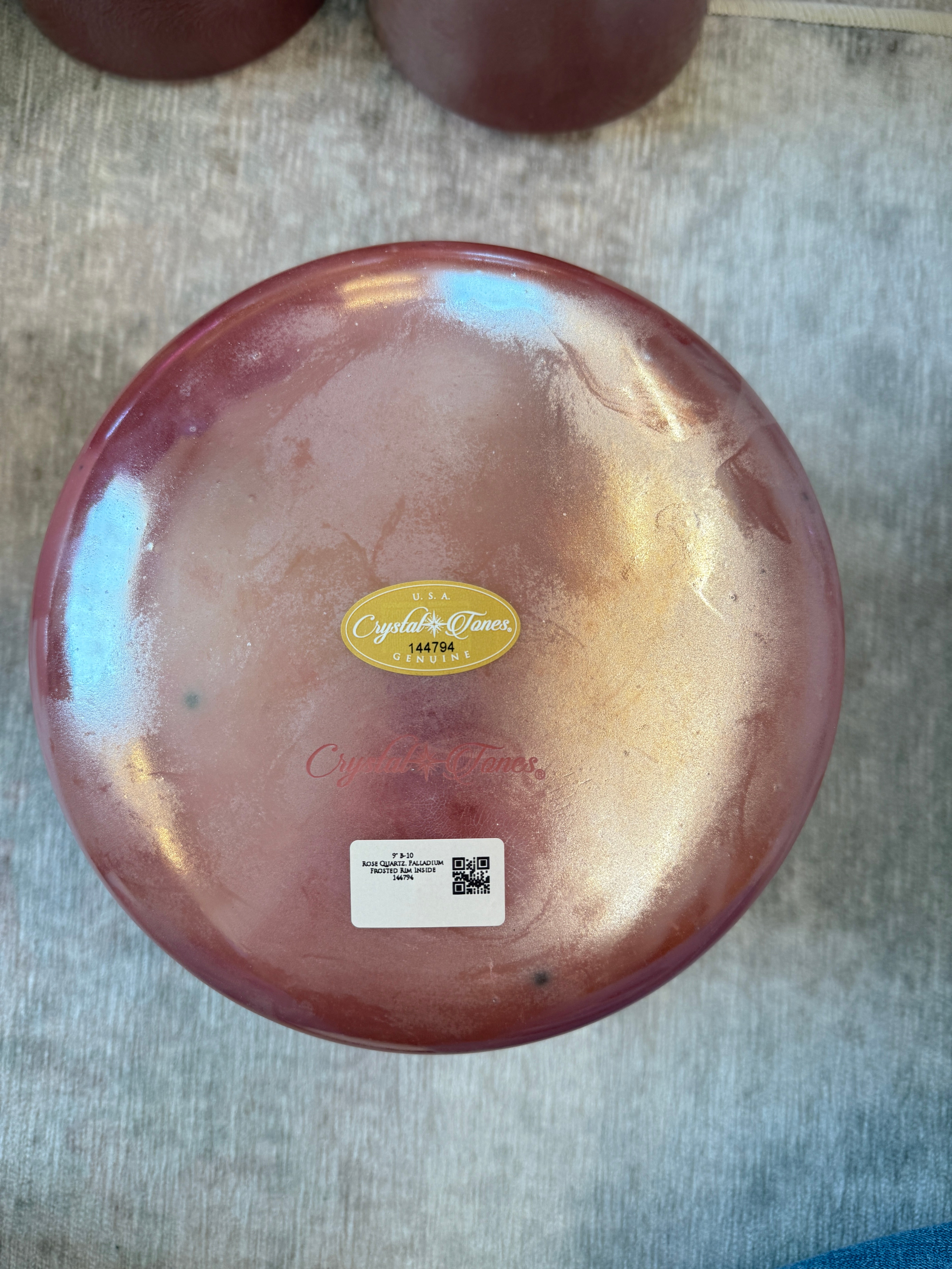 9" B-10 Rose Quartz, Palladium Frosted Rim Inside 144794 Crystal Tones® Alchemy Singing Bowl