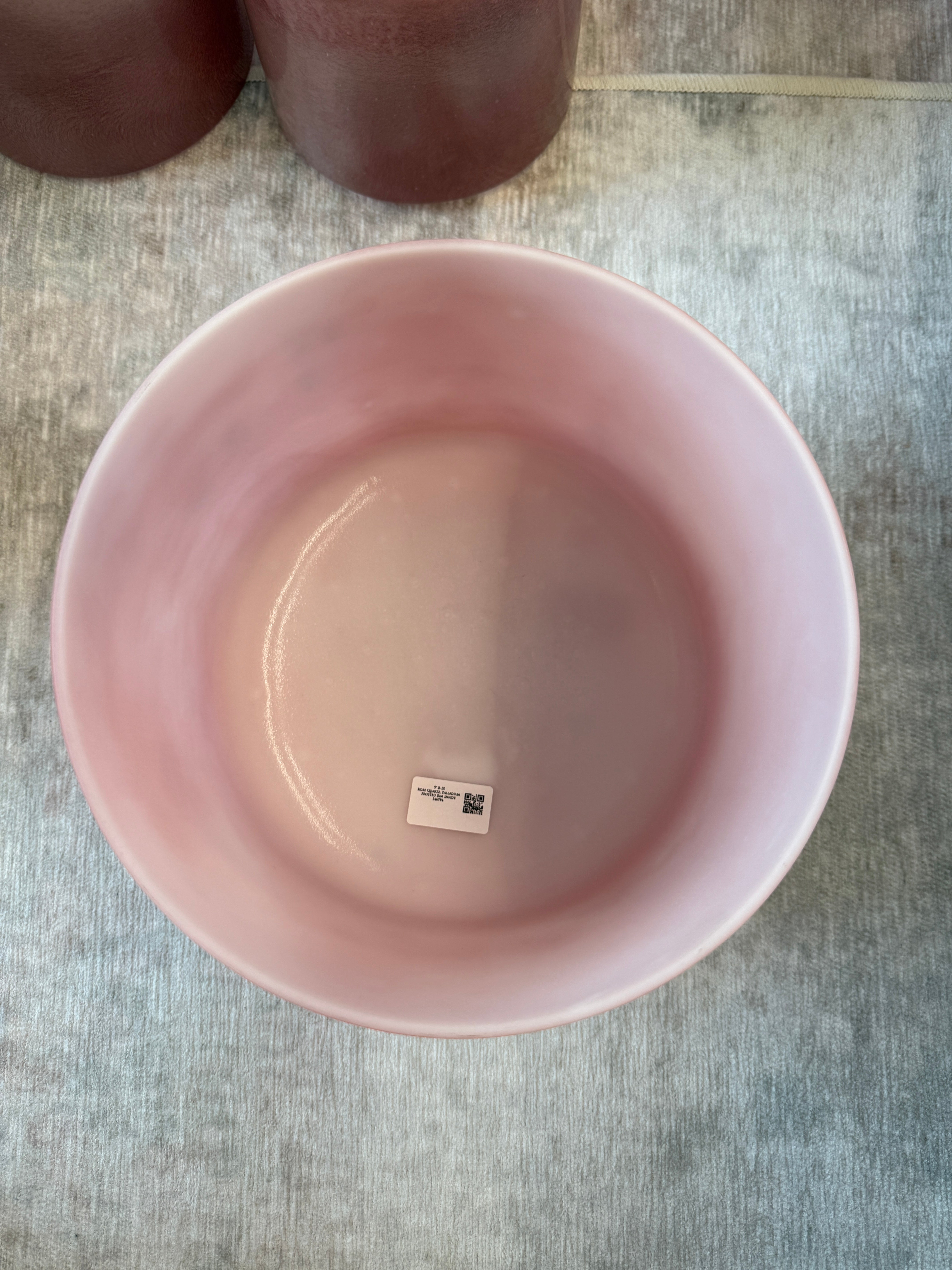 9" B-10 Rose Quartz, Palladium Frosted Rim Inside 144794 Crystal Tones® Alchemy Singing Bowl