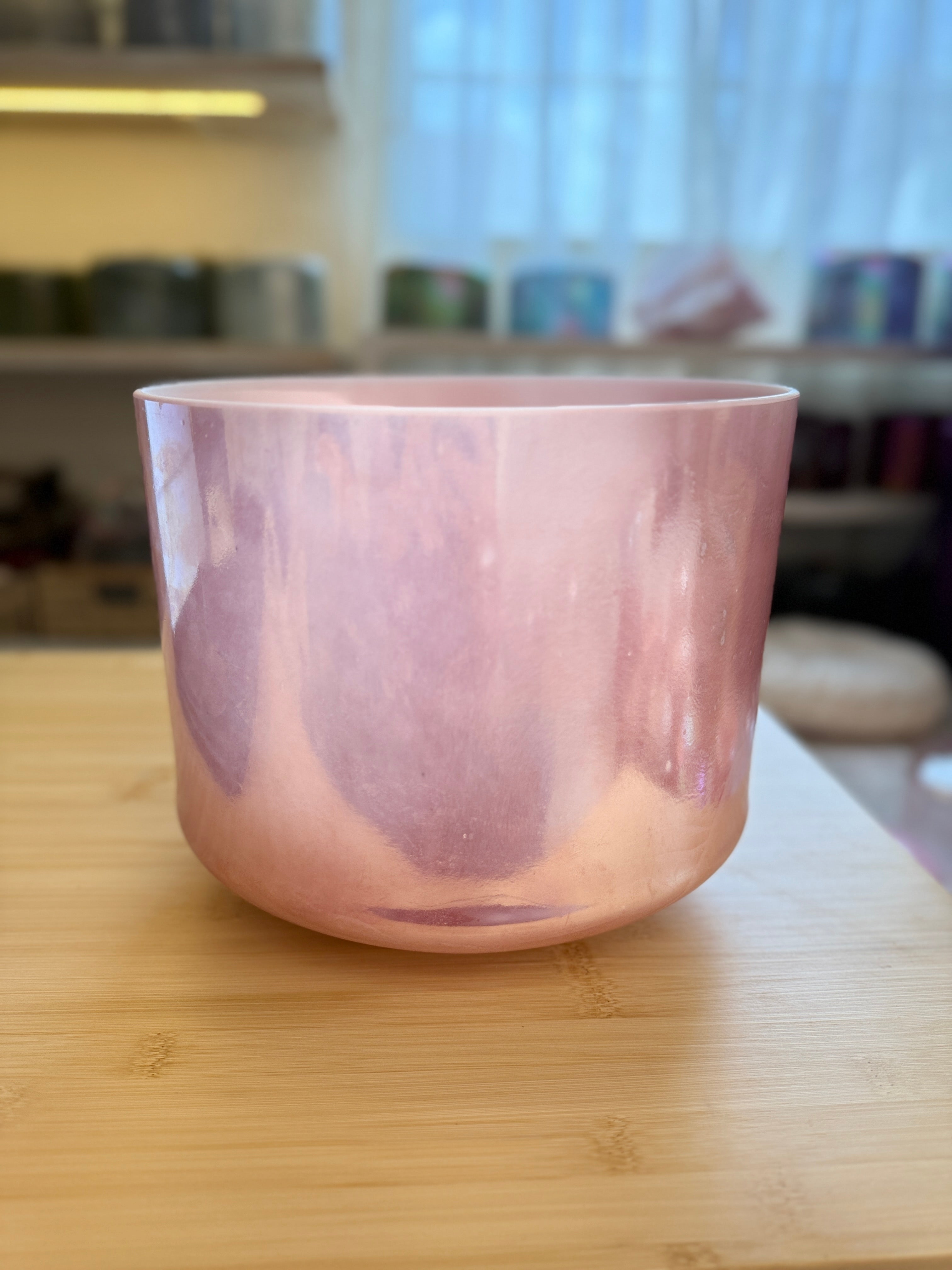 9" B-10 Rose Quartz, Palladium Frosted Rim Inside 144794 Crystal Tones® Alchemy Singing Bowl
