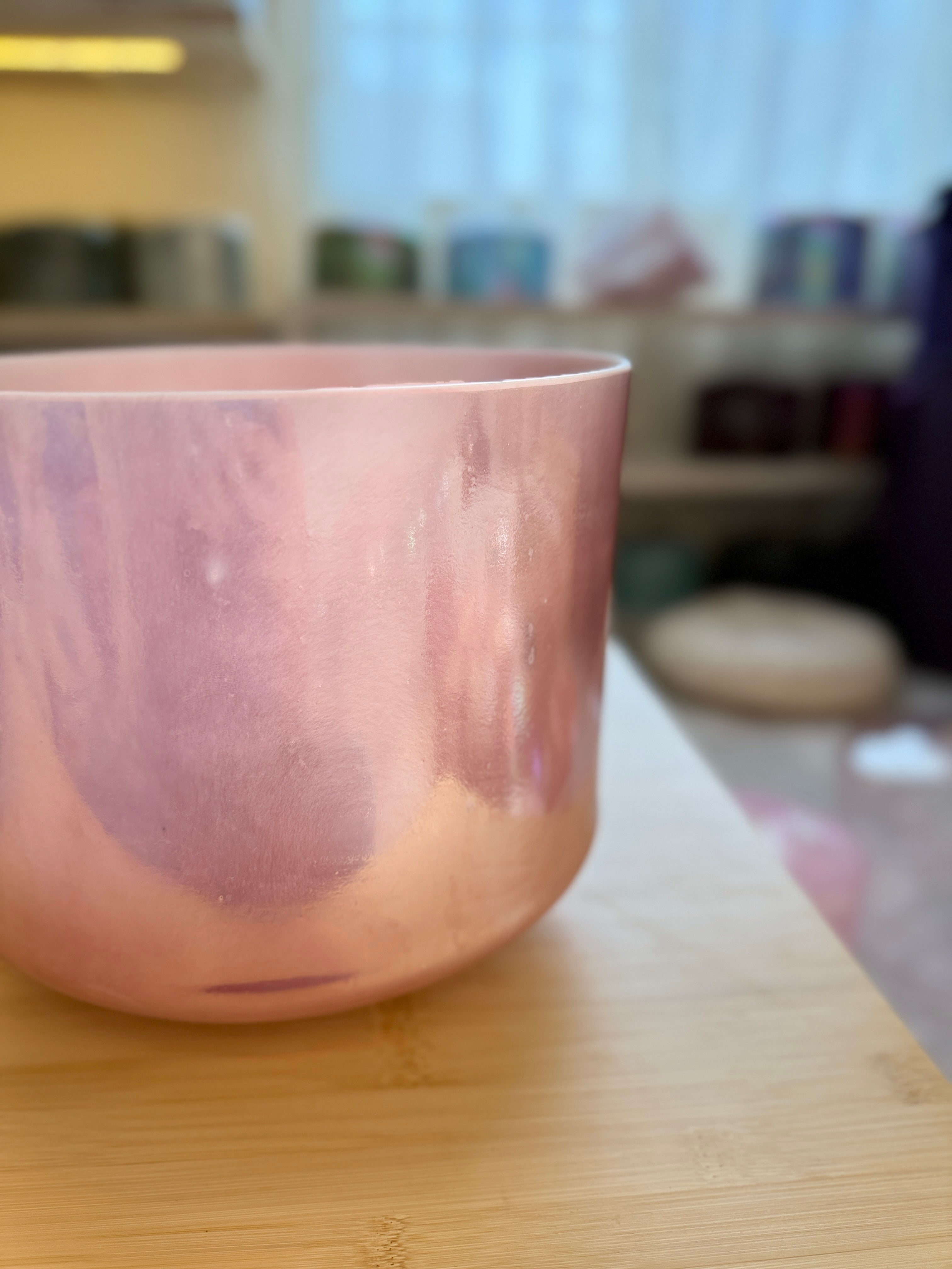 9" B-10 Rose Quartz, Palladium Frosted Rim Inside 144794 Crystal Tones® Alchemy Singing Bowl