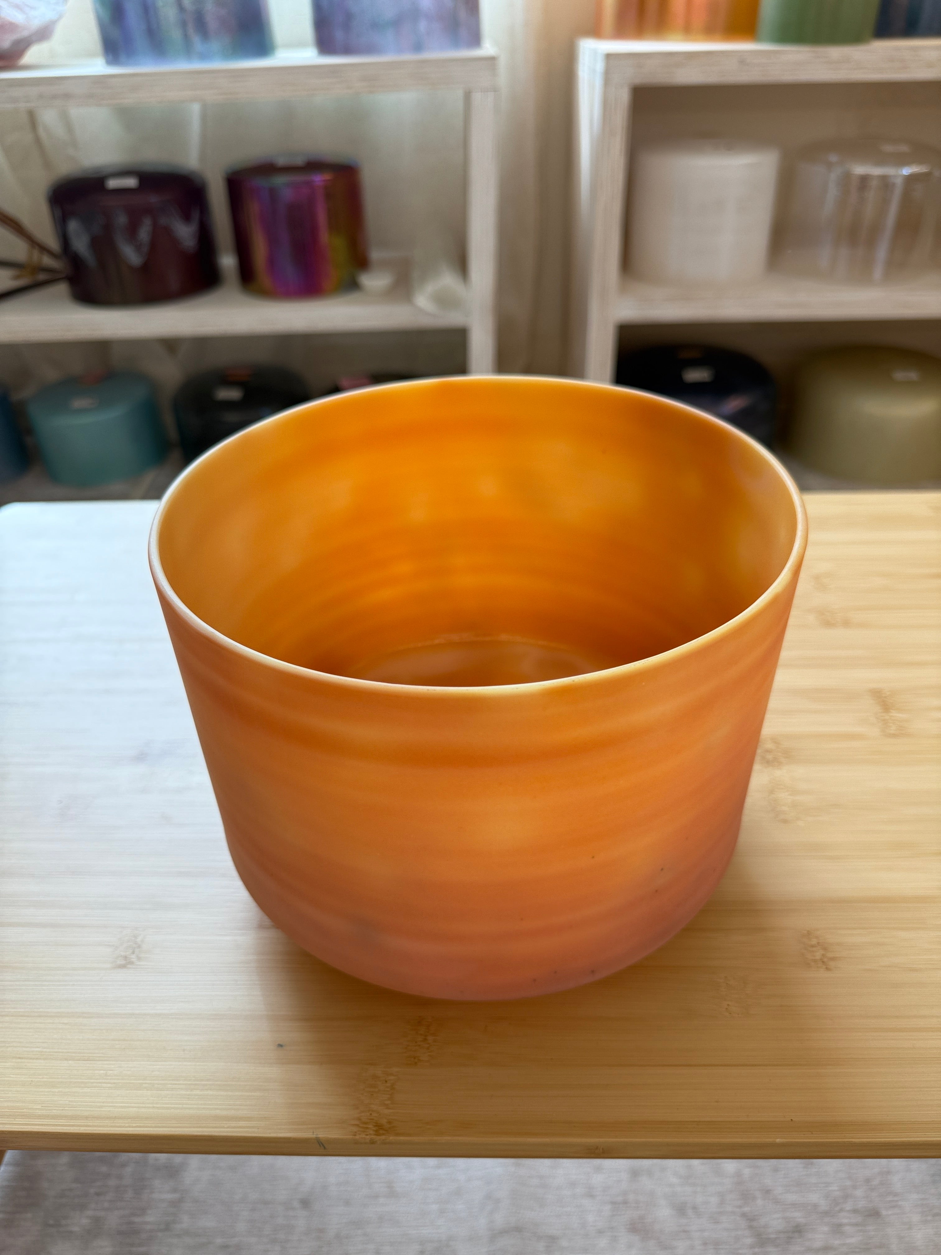 9" B+20 Monroe-Utah Hot Springs Frosted, Celestial Rings 147015 Crystal Tones® Alchemy Crystal Bowl