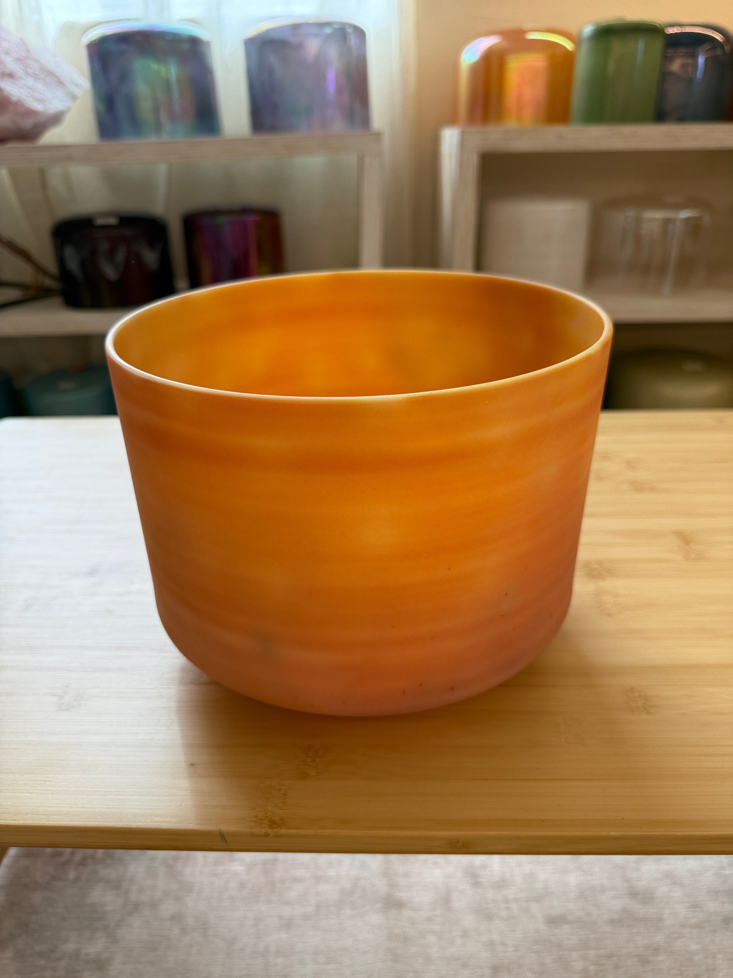 9" B+20 Monroe-Utah Hot Springs Frosted, Celestial Rings 147015 Crystal Tones® Alchemy Crystal Bowl