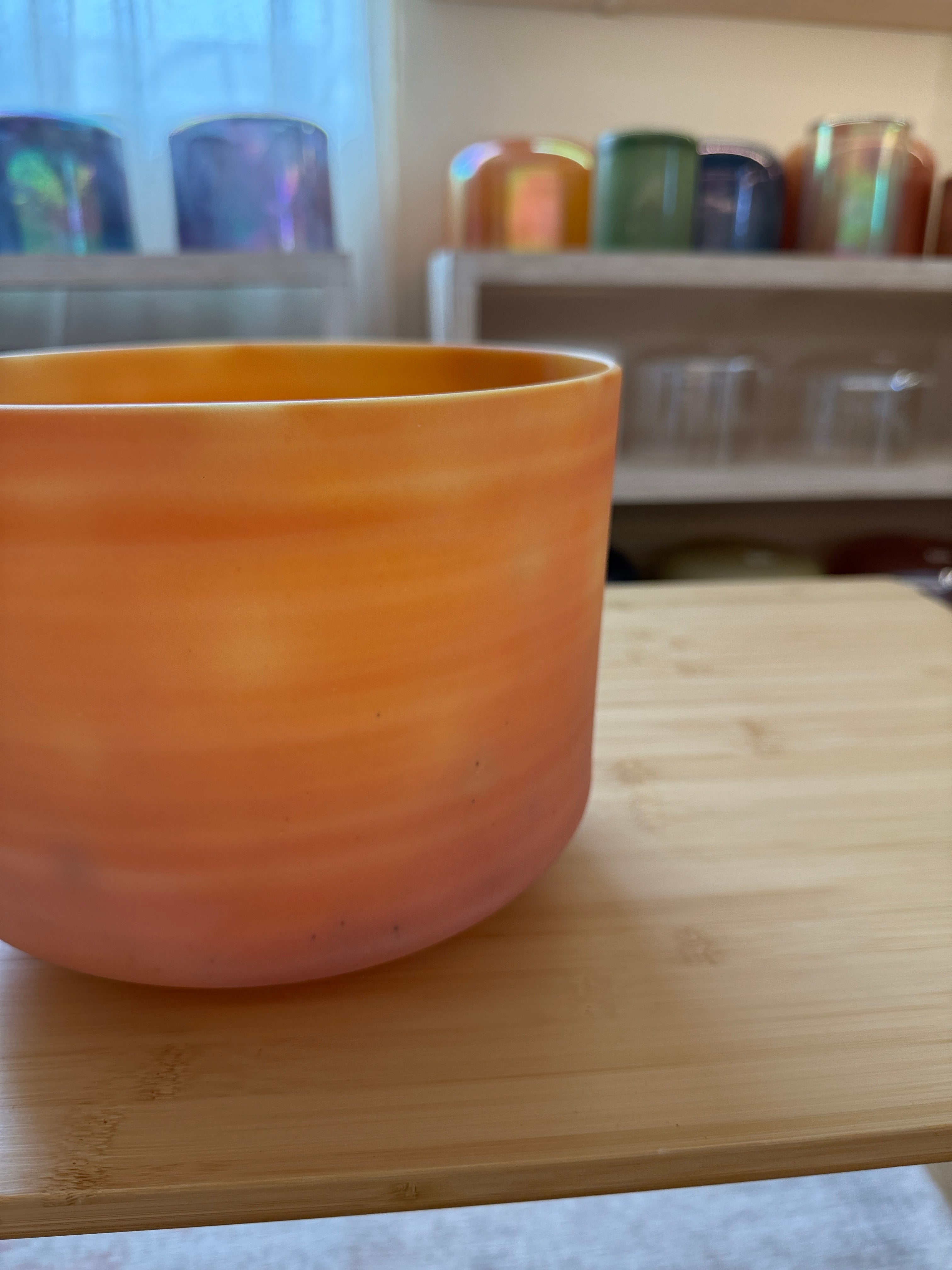 9" B+20 Monroe-Utah Hot Springs Frosted, Celestial Rings 147015 Crystal Tones® Alchemy Crystal Bowl