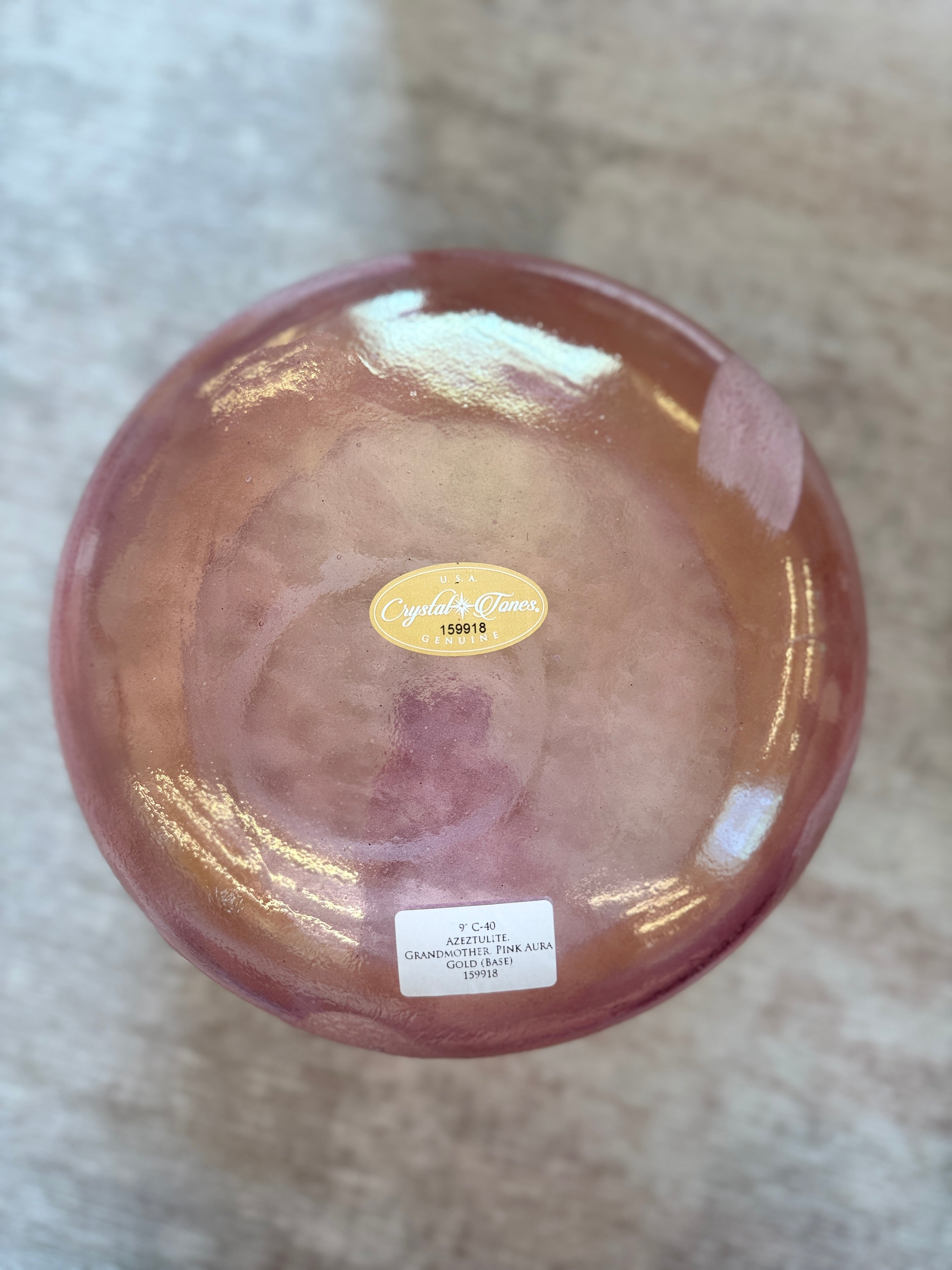 9" C-40 Azeztulite, Grandmother, Pink Aura Gold (Base) 159918 Crystal Tones® Alchemy Crystal Bowl