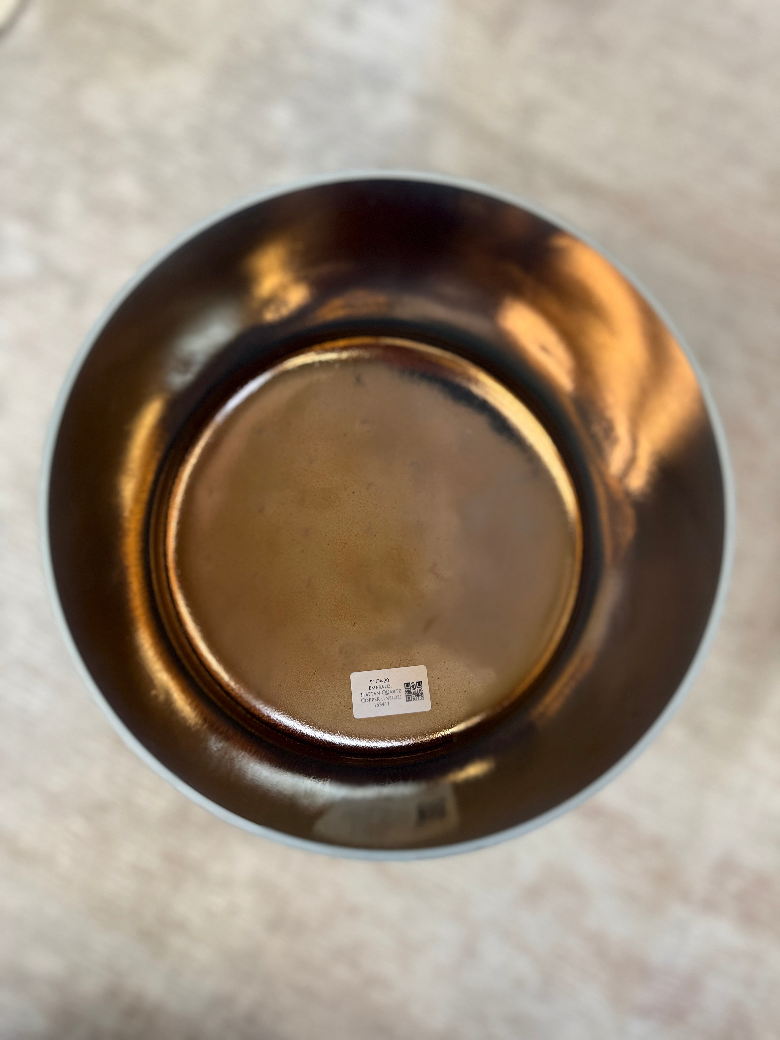 9" C#-20 Emerald, Tibetan Quartz Copper (Inside) 153411 Crystal Tones® Alchemy Singing Bowl