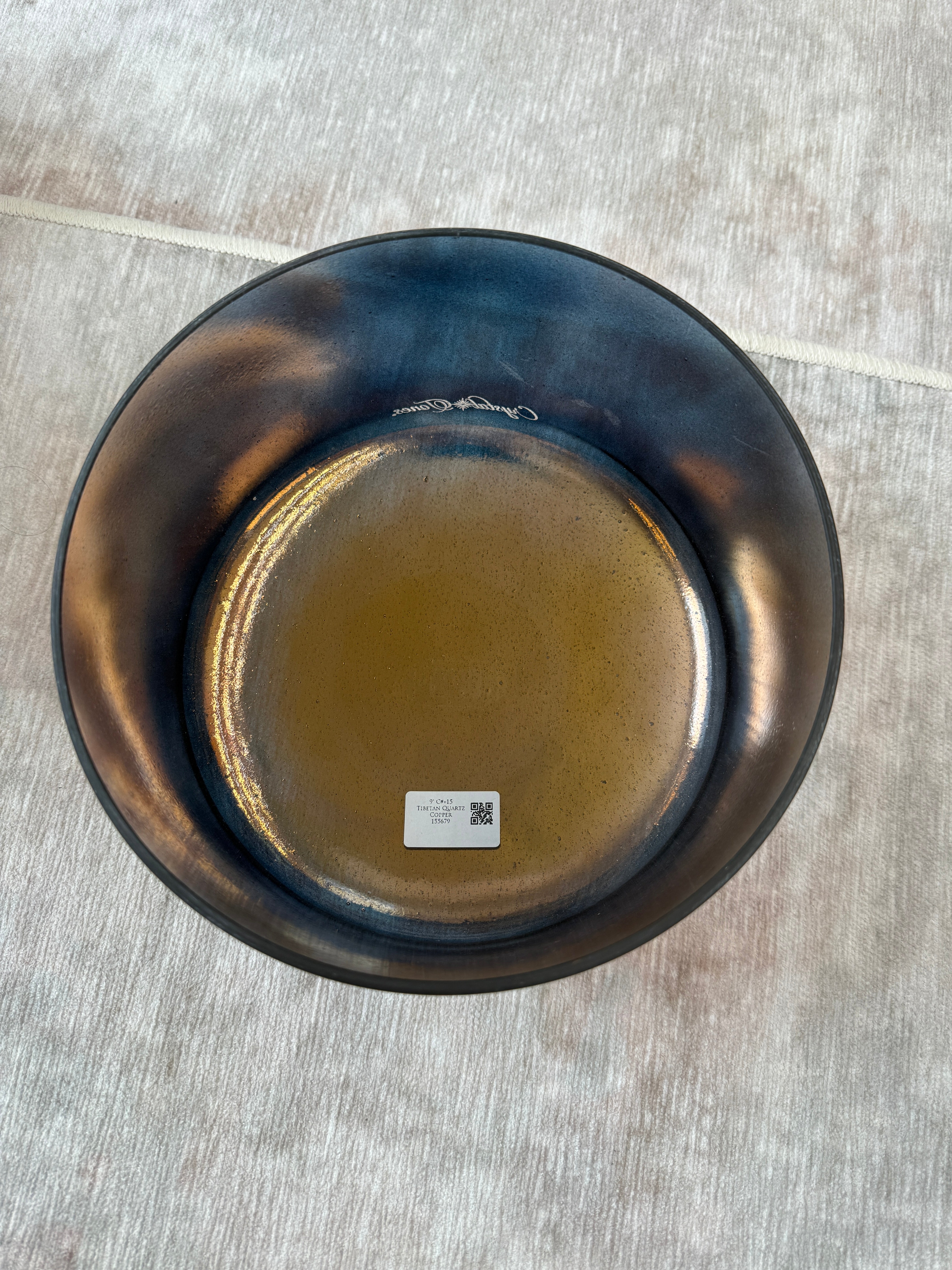 9" C#+15 Tibetan Quartz Copper 155679 Crystal Tones® Alchemy Singing Bowl