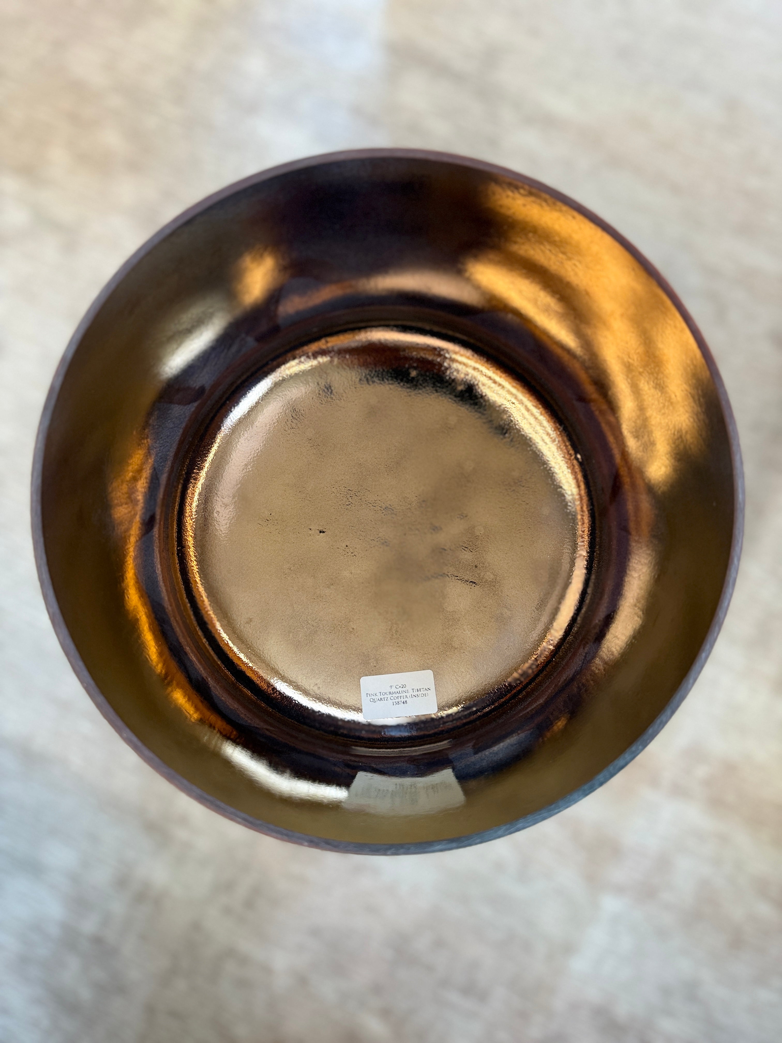 9" C+20 Pink Tourmaline, Tibetan Quartz Copper (Inside) 158748 Crystal Tones® Alchemy Singing Bowl