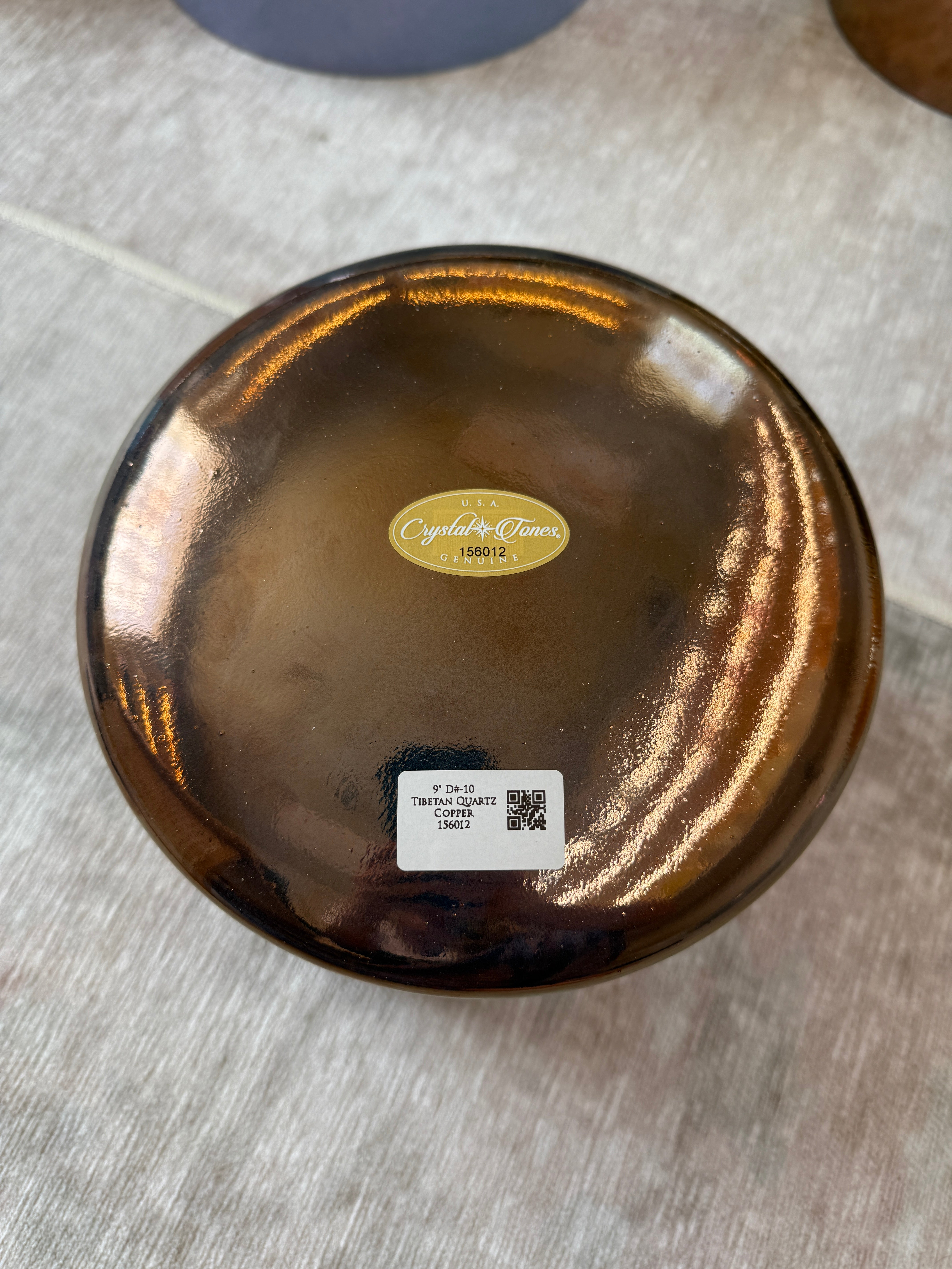 9" D#-10 Tibetan Quartz Copper 156012 Crystal Tones® Alchemy Singing Bowl