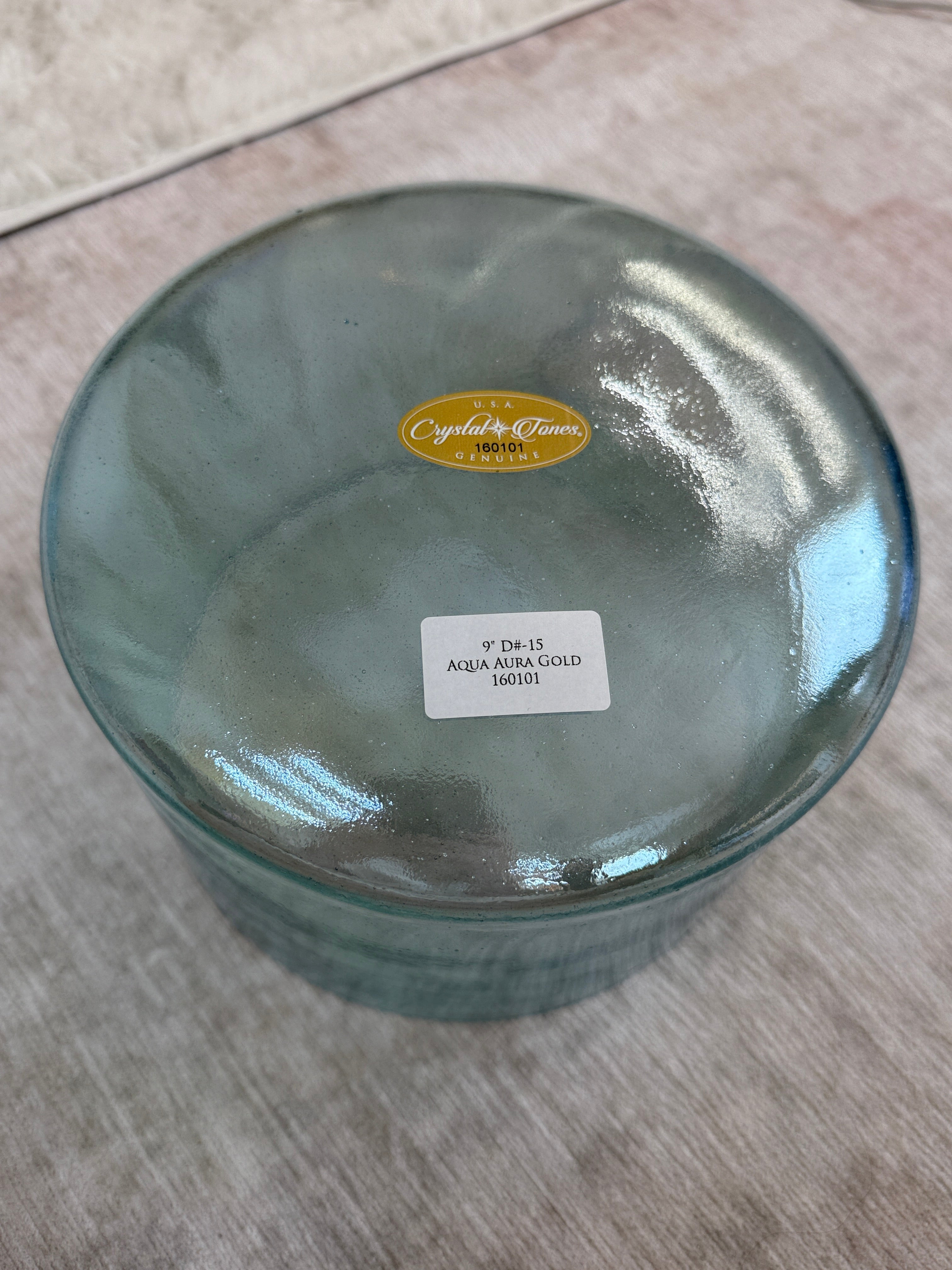 9" D#-15 Aqua Aura Gold 160101 Crystal Tones Alchemy Singing Bowl