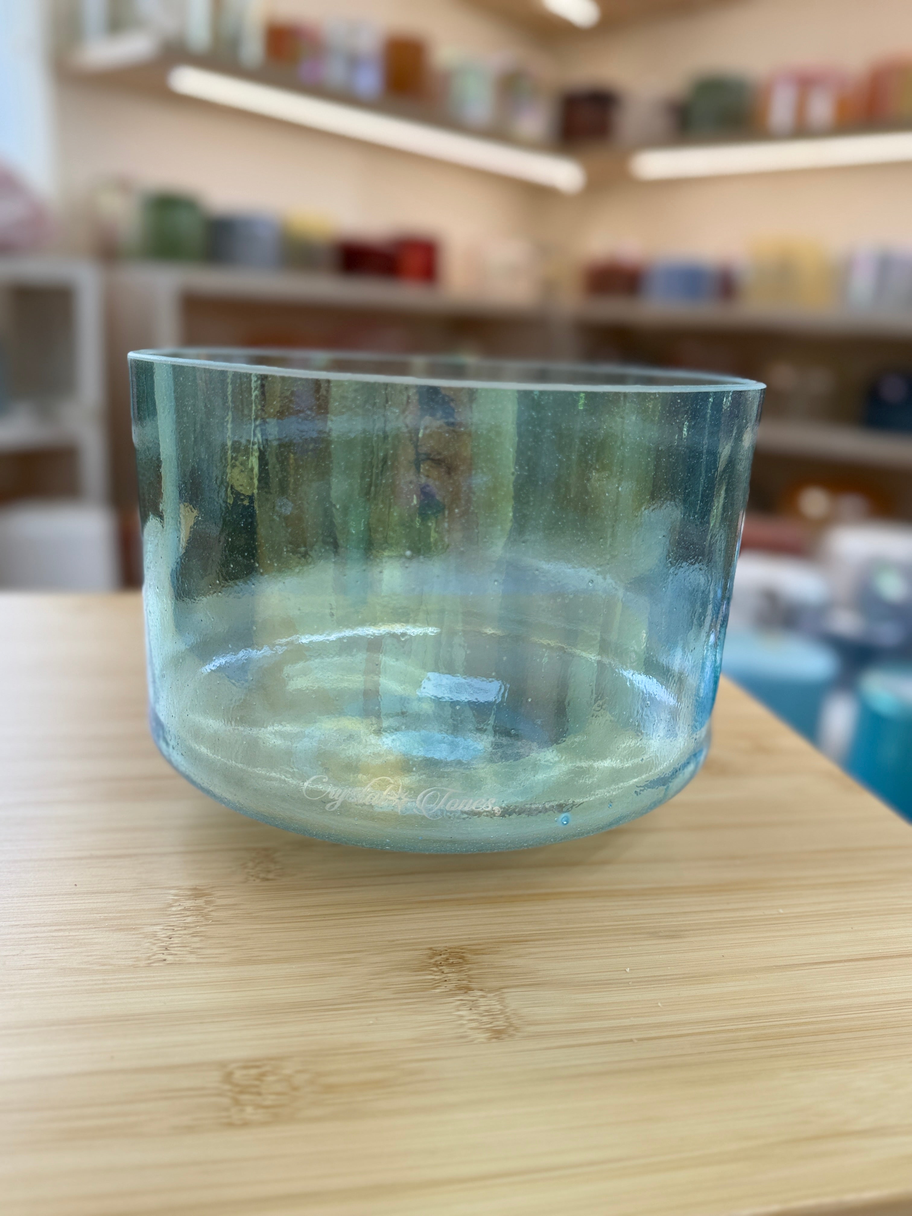9" D#-15 Aqua Aura Gold 160101 Crystal Tones Alchemy Singing Bowl
