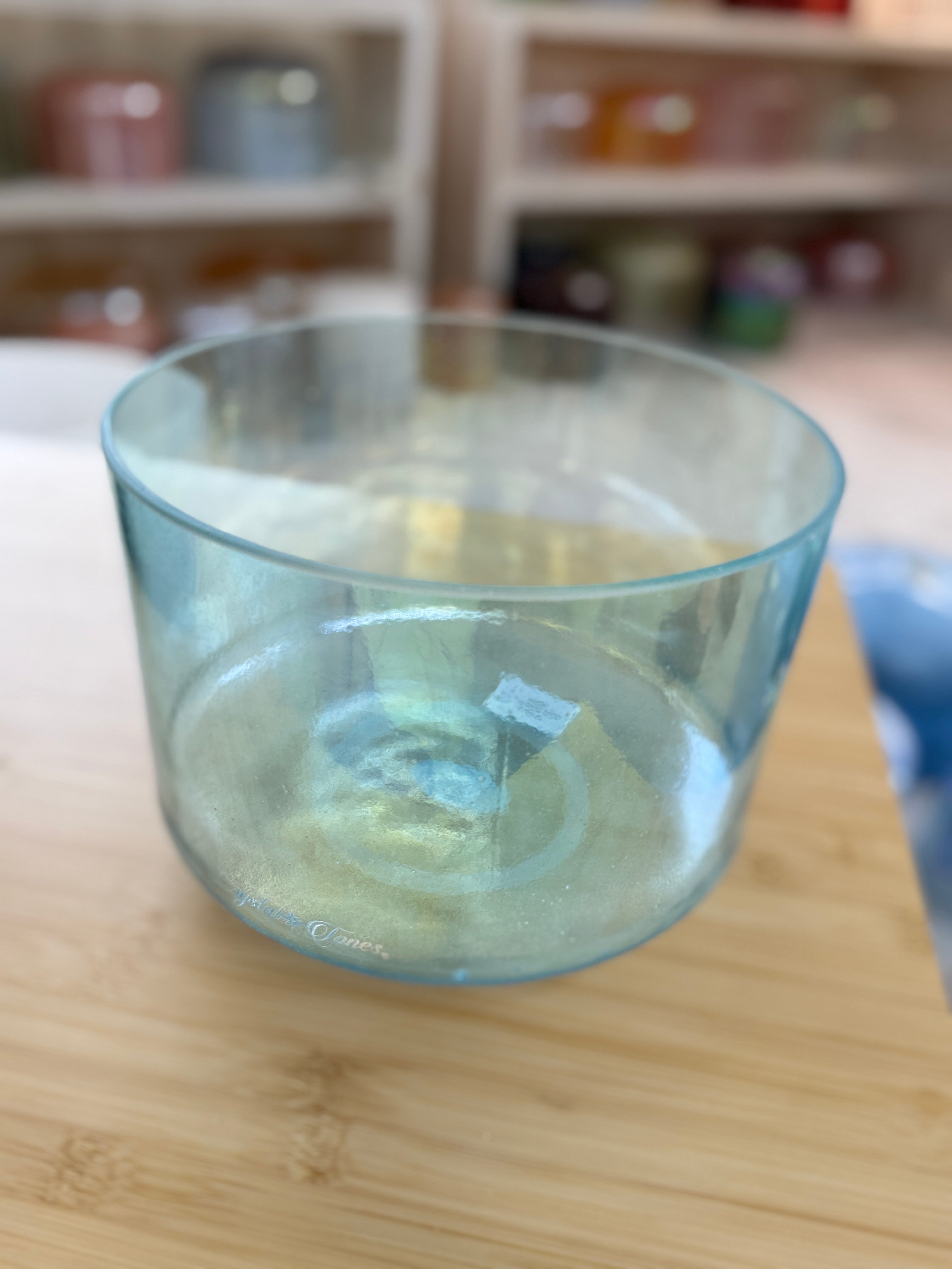 9" D#-15 Aqua Aura Gold 160101 Crystal Tones Alchemy Singing Bowl