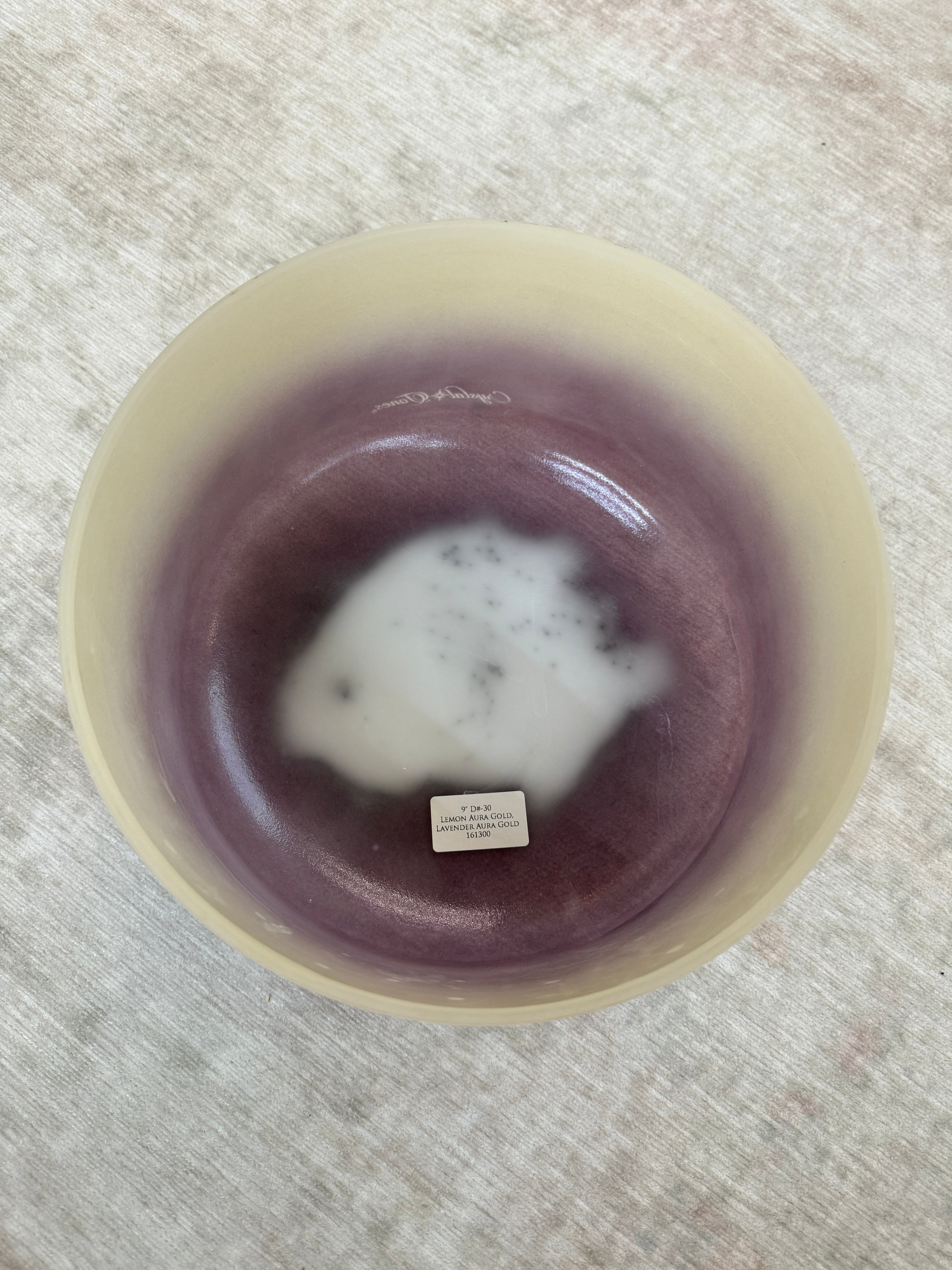 9" D#-30 Lemon Aura Gold, Lavender Aura Gold 161300 Crystal Tones Alchemy Singing Bowl