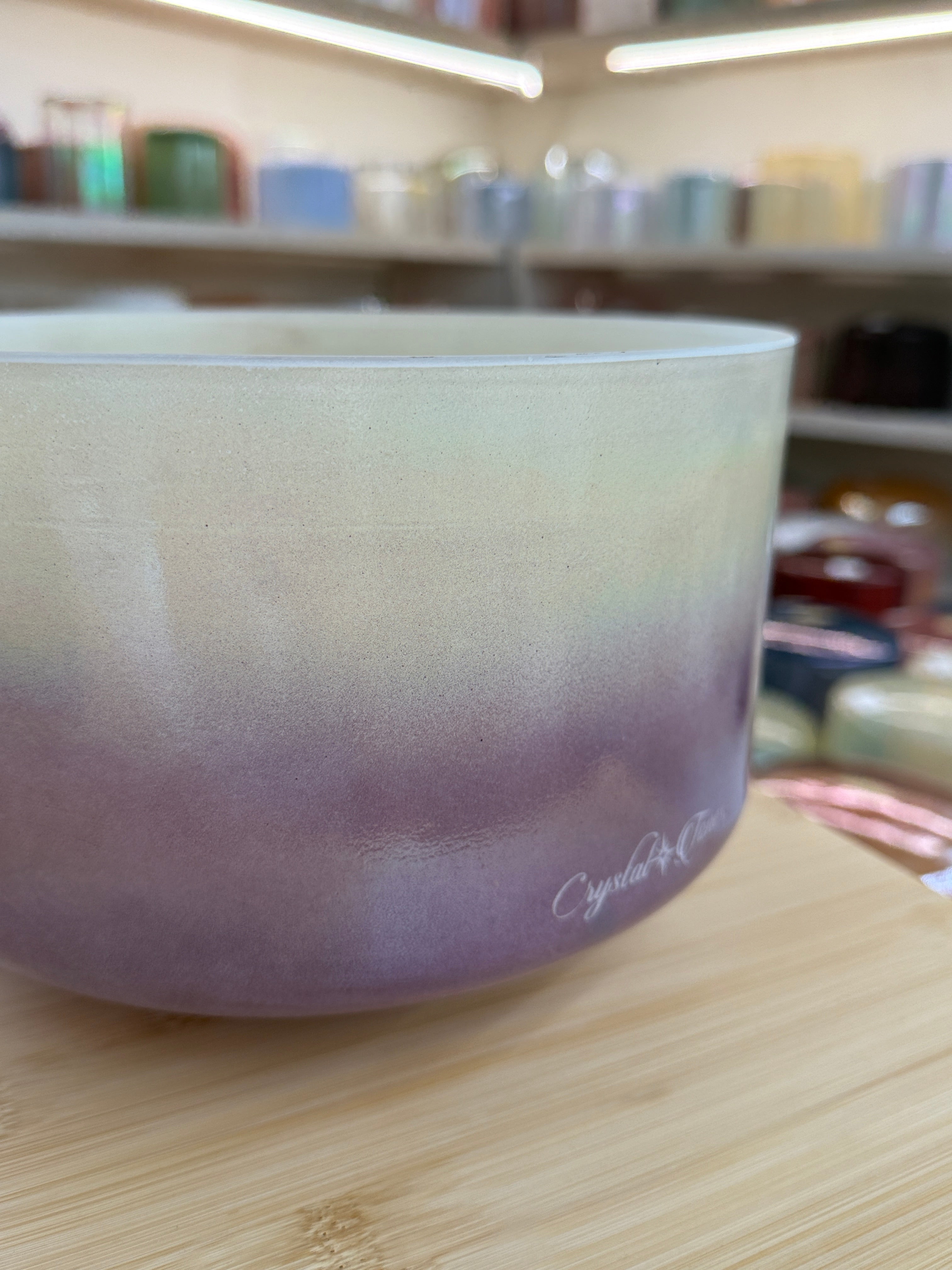 9" D#-30 Lemon Aura Gold, Lavender Aura Gold 161300 Crystal Tones Alchemy Singing Bowl