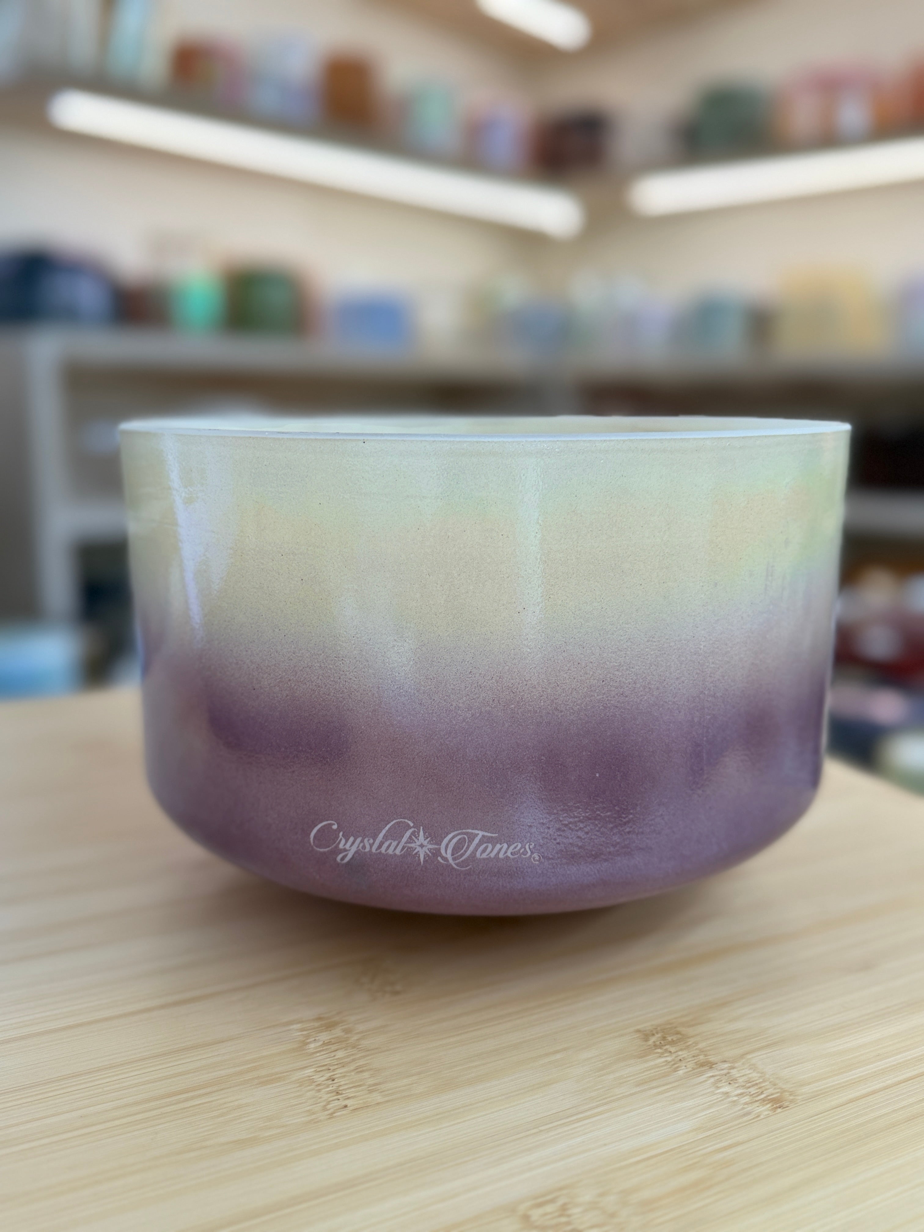 9" D#-30 Lemon Aura Gold, Lavender Aura Gold 161300 Crystal Tones Alchemy Singing Bowl
