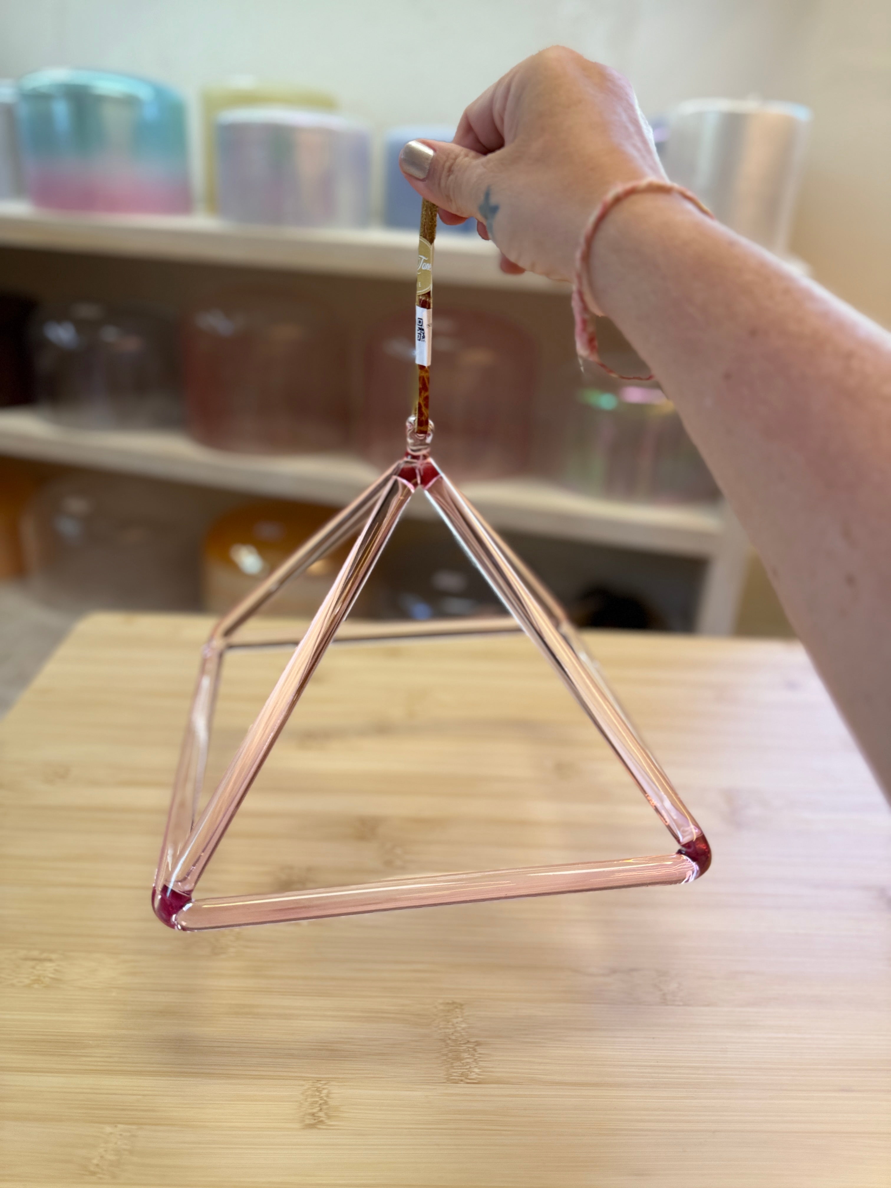 9" D#+5 Pink Aura Gold 155551 Crystal Tones® Alchemy Pyramid