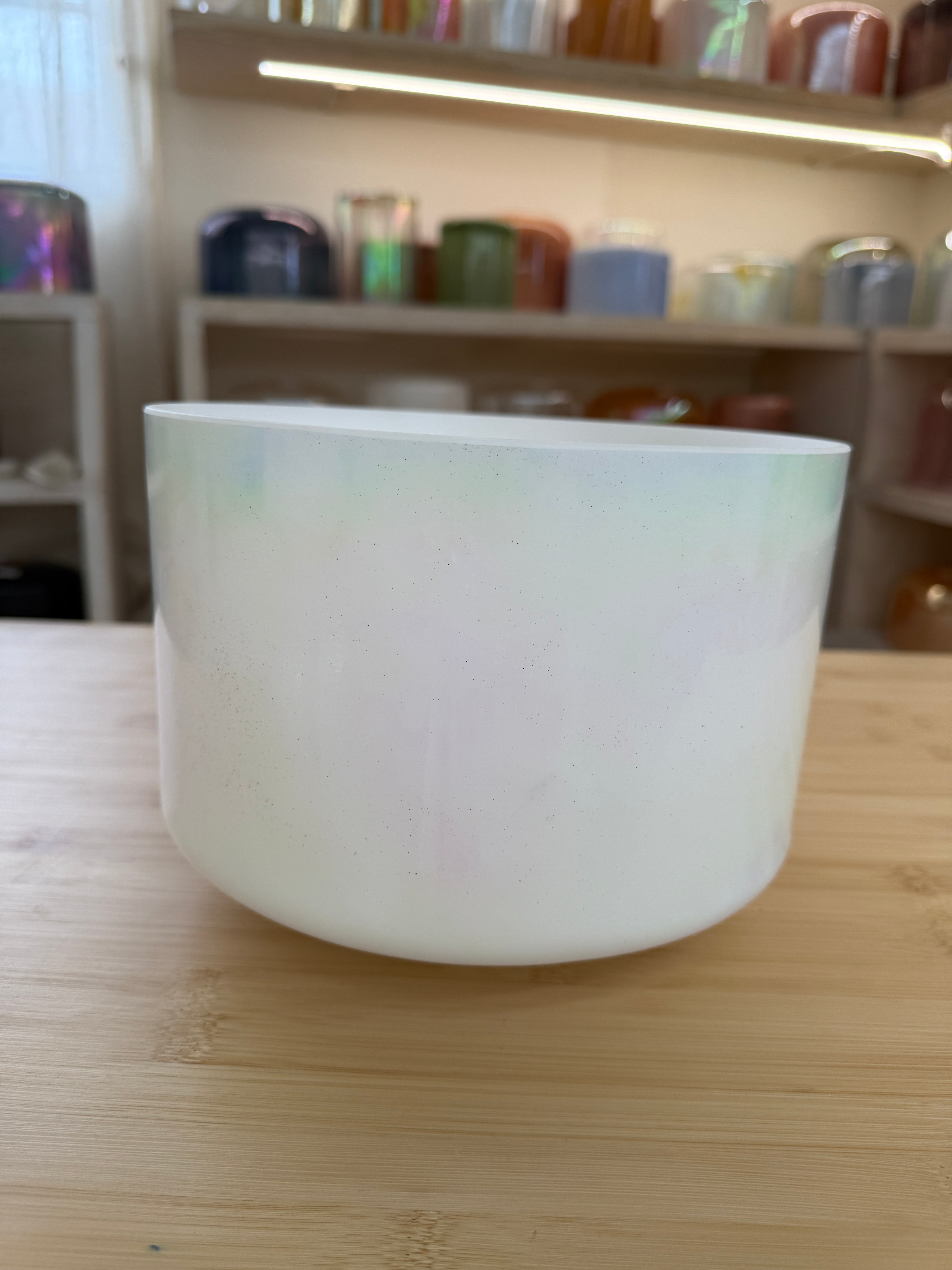 9" E-5 Mother of Platinum, Frosted Inside 149239 Crystal Tones® Alchemy Singing Bowl