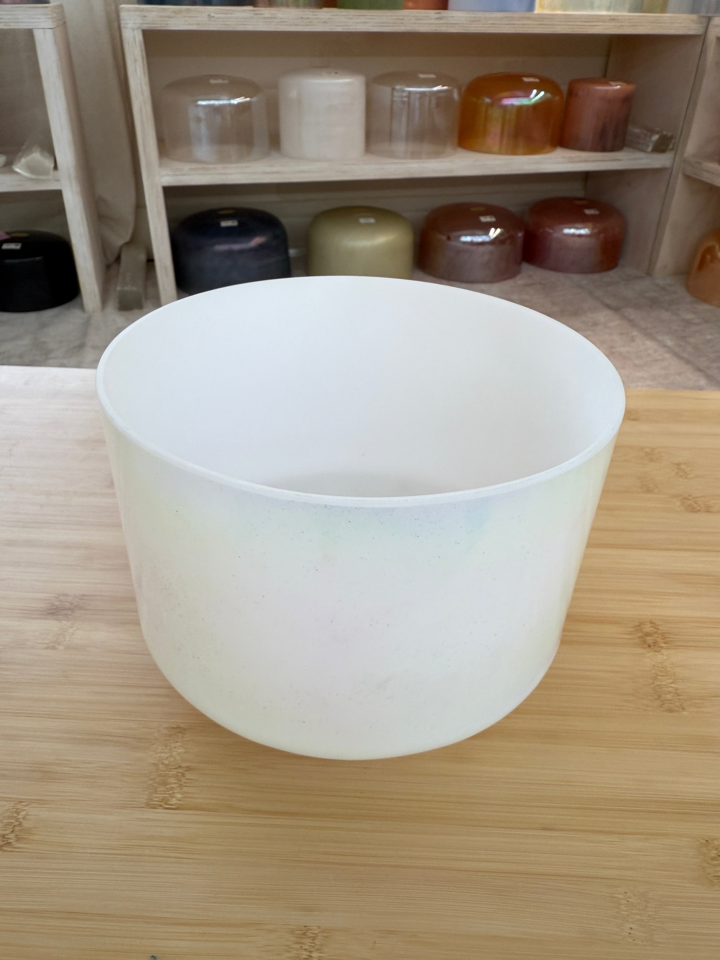 9" E-5 Mother of Platinum, Frosted Inside 149239 Crystal Tones® Alchemy Singing Bowl