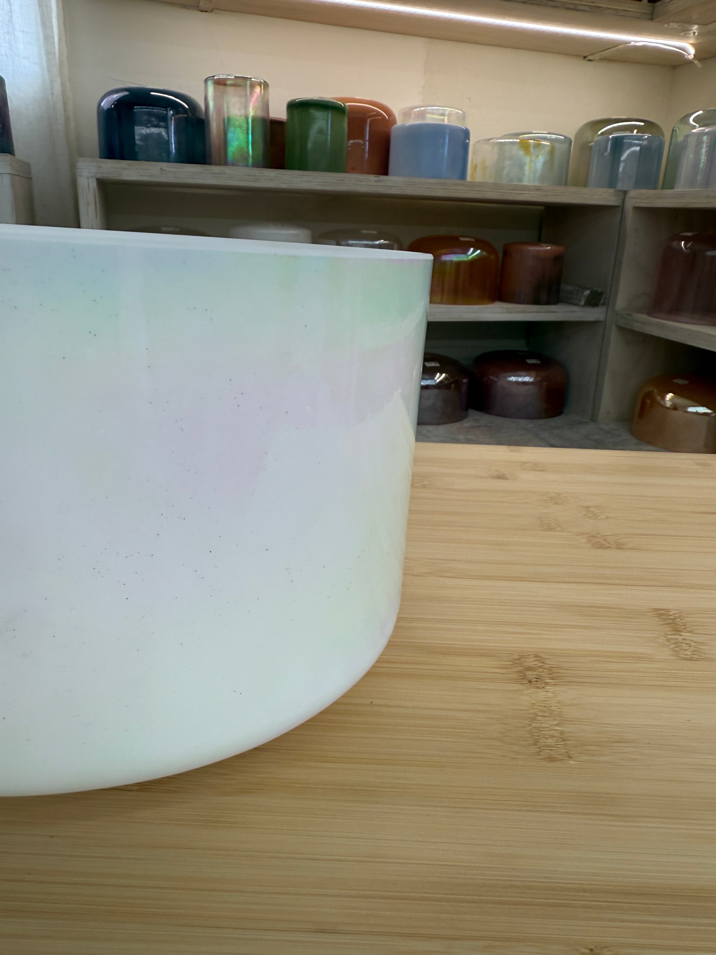 9" E-5 Mother of Platinum, Frosted Inside 149239 Crystal Tones® Alchemy Singing Bowl