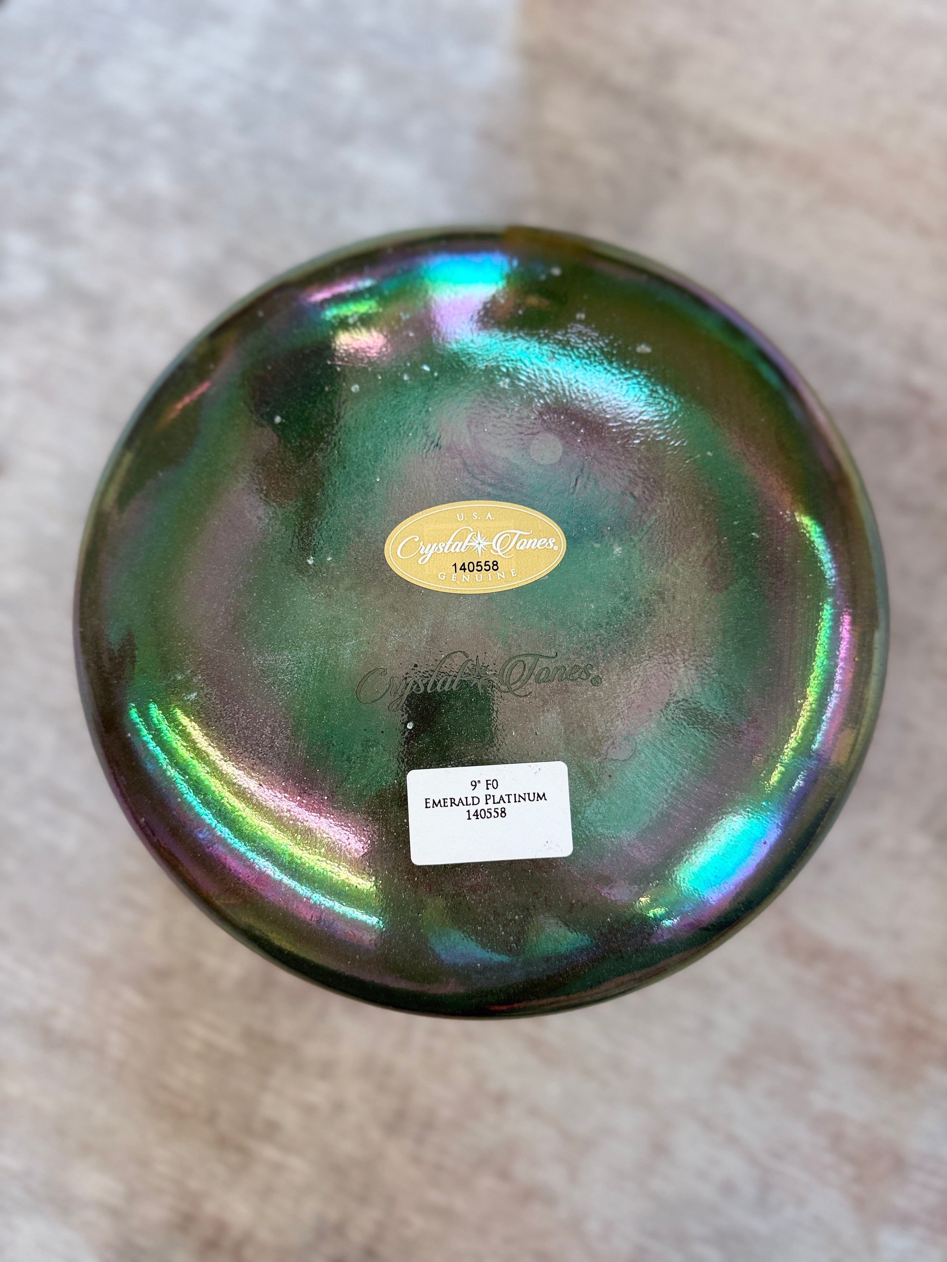 9" F0 Emerald, Platinum 140558 Crystal Tones® Alchemy Crystal Bowl
