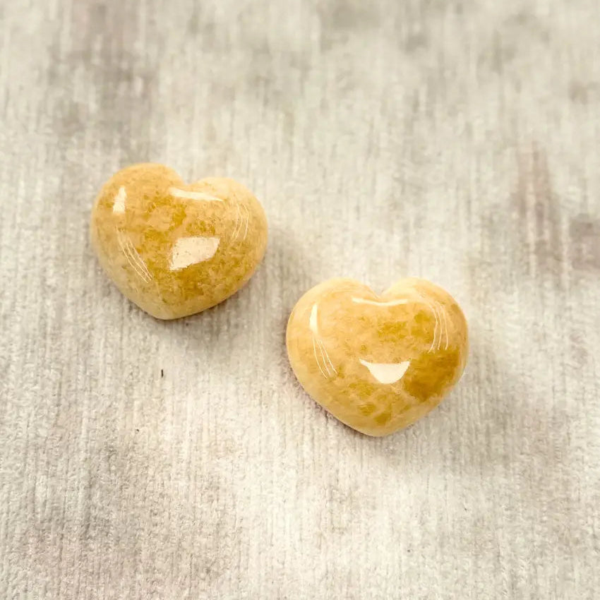 Calcita Naranja / Orange Calcite Thick Heart Therapy Stones - Pack de 2