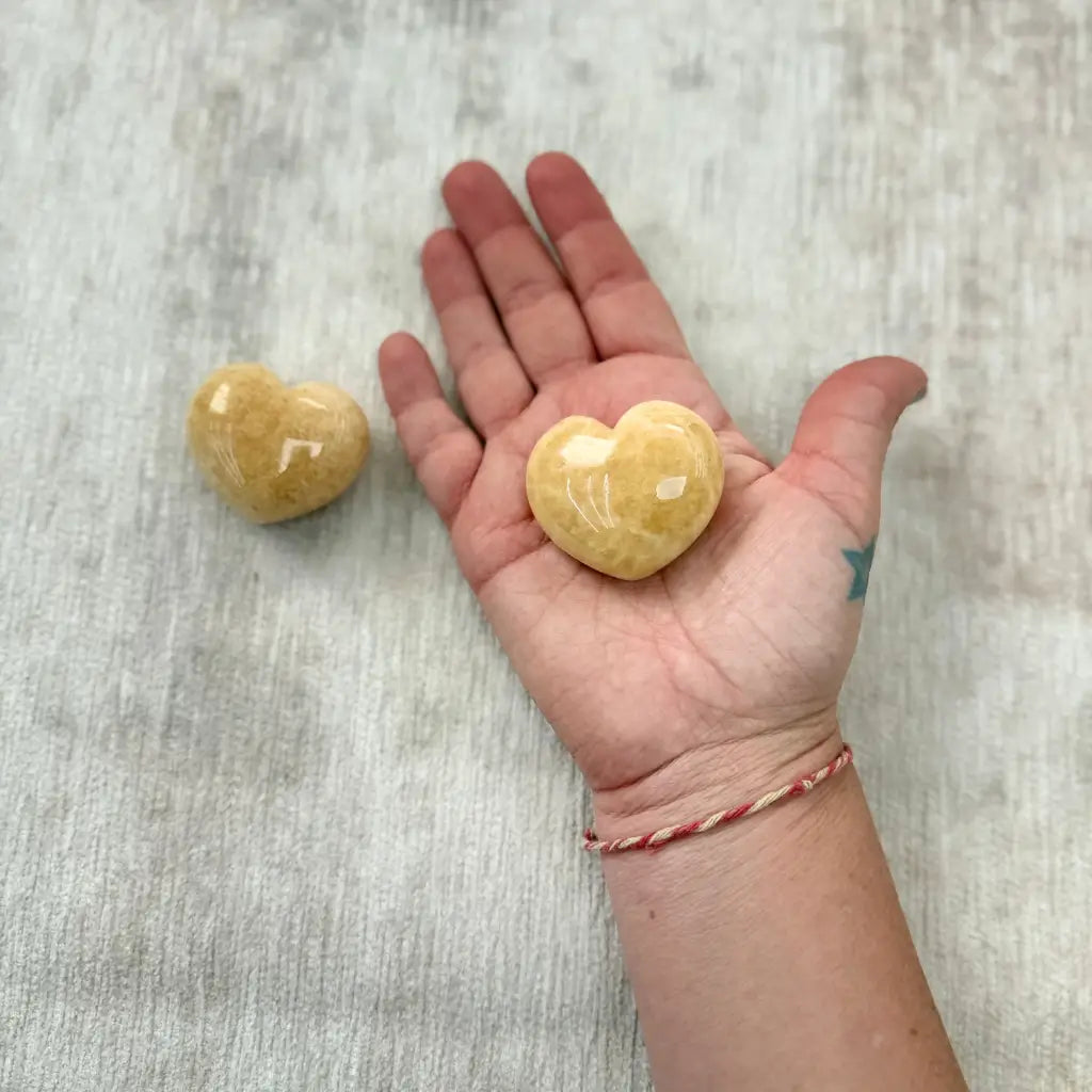 Calcita Naranja / Orange Calcite Thick Heart Therapy Stones - Pack de 2