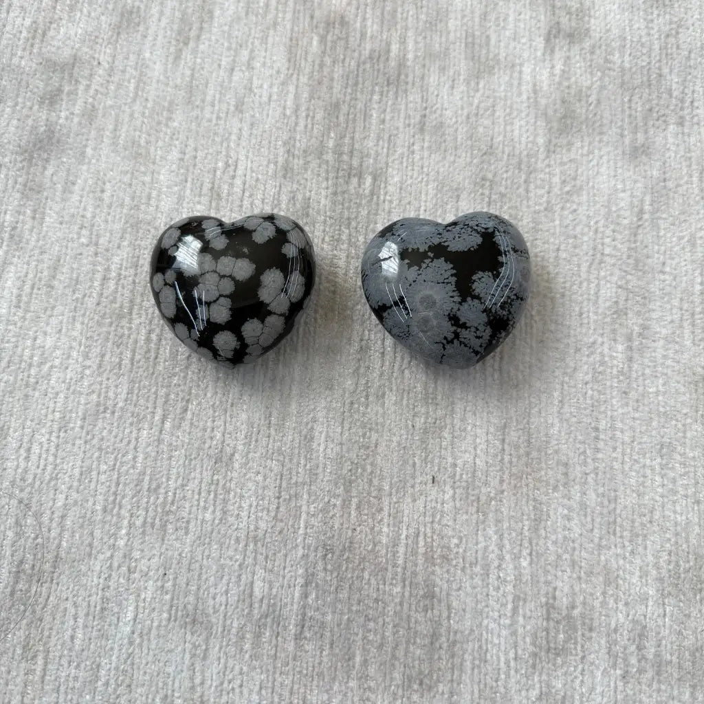 Obsidiana Copo de Nieve / Snowflake Thin Heart Therapy Stones - Pack of 2